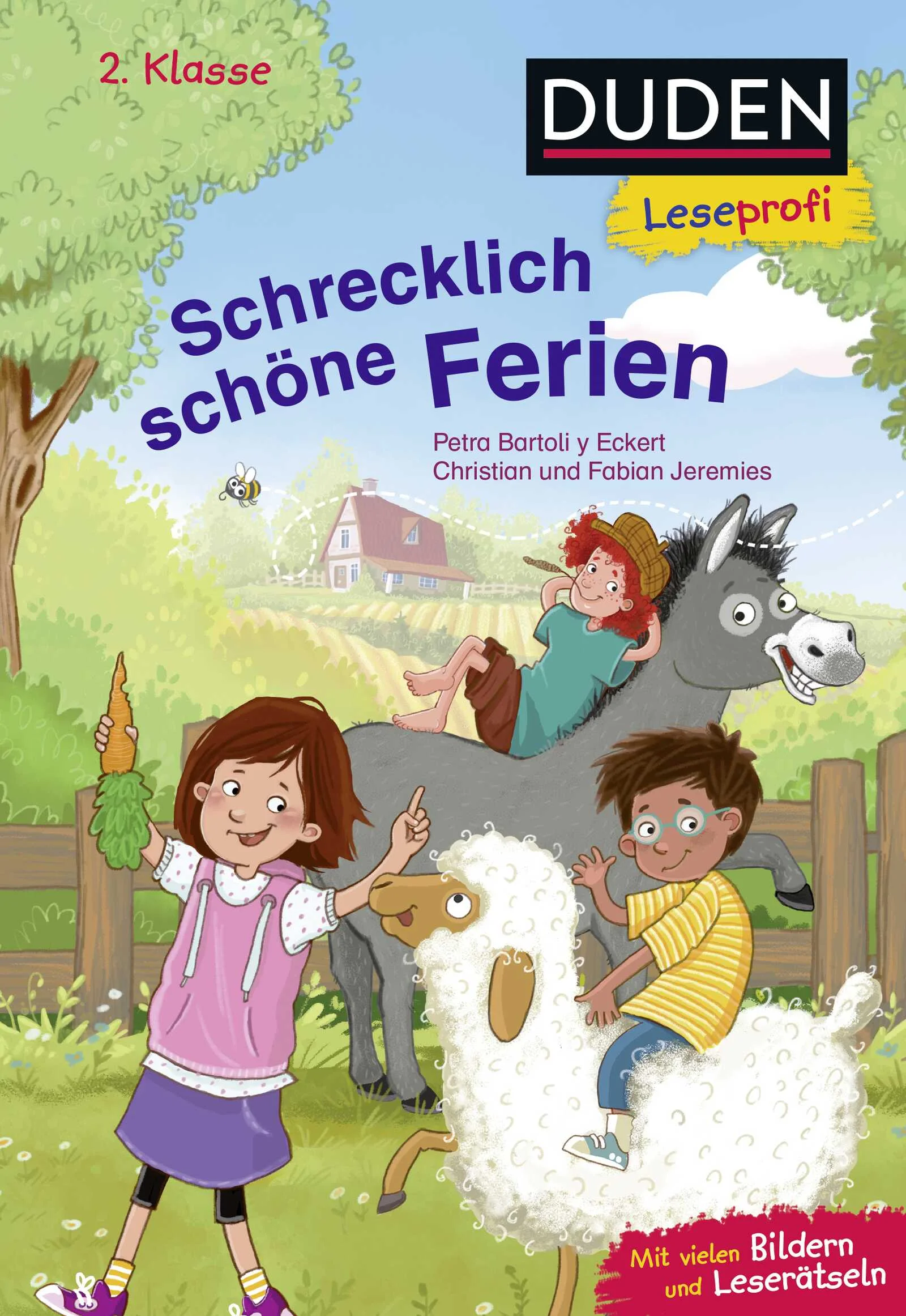 Eine lustige Feriengeschichte für Grundschulkinder ab 7 Jahren!In großer Fibelschrift für LeseanfängerMit kurzen, kindgerechten Sätzen und SinnumbrüchenWitzige Geschichte über Ferien auf dem Land, Freundschaft und Tiere zum Selberlesen ab der 2. KlasseMit vielen, abwechslungsreiche Rätseln für jede Menge LesespaßBei Antolin gelistet und von einer pädagogischen Fachberatung geprüftLilli freut sich auf den Urlaub am Meer. Doch der fällt leider ins Wasser. Stattdessen geht es für sie und ihren kleinen Bruder Paul mit den Eltern aufs Land. Das stinkt Lilli am Anfang gehörig: Das Wetter ist doof und es riecht nach Eselpups. Zum Glück wird Lilli vom frechen Bauernhofmädchen Randa aus ihrer Muffel-Stimmung gerissen. Ab sofort heißt es im Eselstall ausmisten, mit den wuscheligen Schafen kuscheln und lustige Abenteuer erleben. Richtig aufregend wird es, als der süße Esel Eliot ausbüxt ...Schrecklich schöne Ferien − Diese Erstlesegeschichte mit vielen bunten Bildern aus der DUDEN Leseprofireihe ist das perfekte Geschenk für Grundschulkinder ab 7 Jahren. Der Text ist genau auf die Bedürfnisse der Jungen und Mädchen zugeschnitten. So erleben Kinder im Grundschulalter schnell motivierende Erfolge und werden für das Lesen begeistert. Die Leserätsel zur Sicherung des Textverständnisses begleiten dabei beim Lesen. Spielerisch wird somit die Lesekompetenz gefördert und das Lesen lernen zum Kinderspiel.Duden – von Anfang an richtig! Lesenlernen leicht gemacht: So geht zeitgemäße Leseförderung.