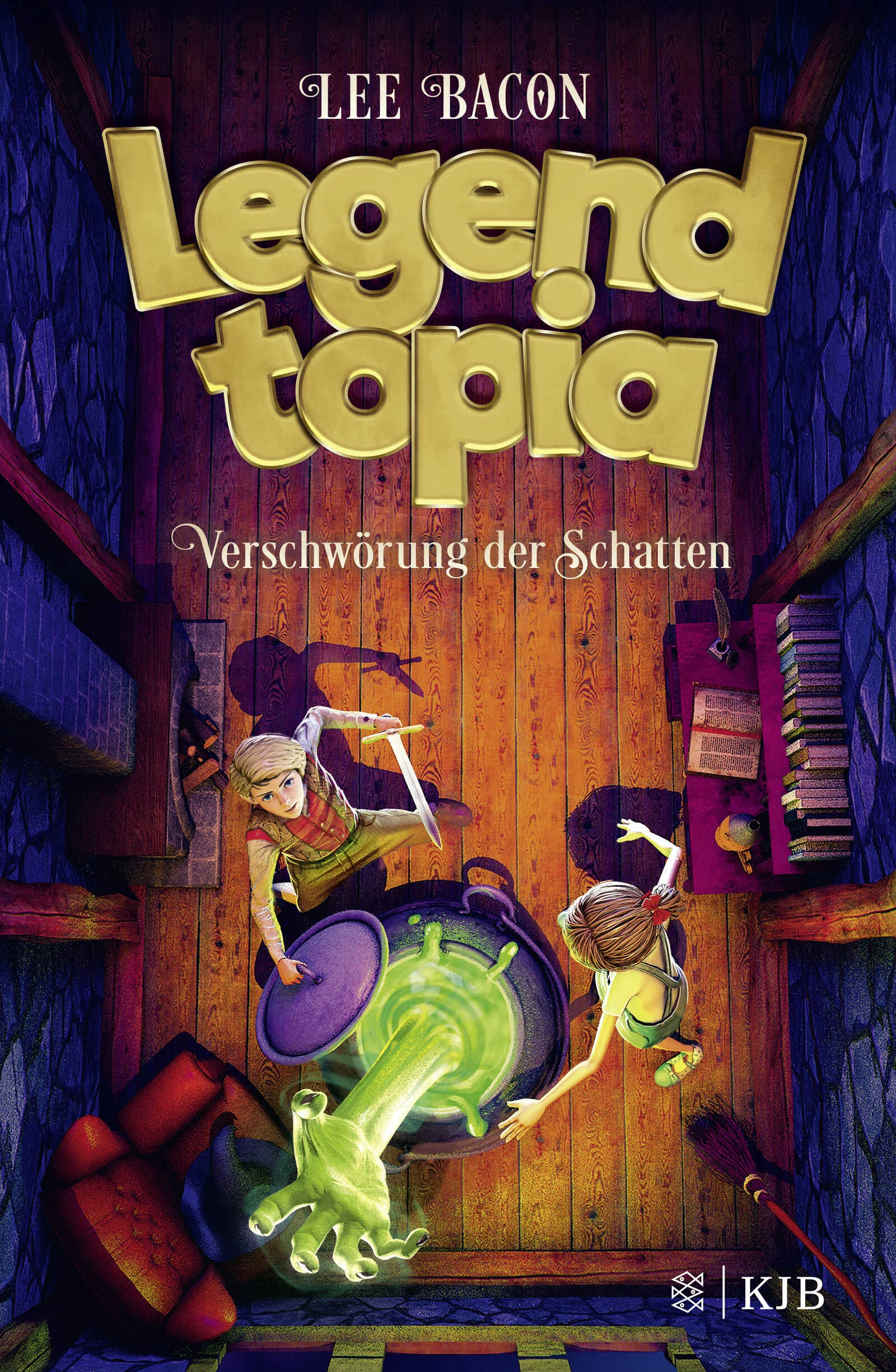Das zweite Abenteuer der Legendtopia-Reihe, eine Fantasykomödie voller Action, Humor und Magie! Zwei Kinder – Kara, ein Mädchen aus unserer Welt, und Prinz Fred aus der Märchenwelt Heldstone – müssen die Welt retten. Das Märchenreich Heldstone ist in Gefahr. Alle Hoffnung ruht auf Kara und dem jungen Thronfolger, Prinz Fred. Zusammen müssen sie eine Verschwörung der dunklen Mächte aufdecken und die böse Zauberin besiegen. Aber das ist alles andere als leicht. Während das ganze Land sich auf den großen Ball zu Ehren des Königshauses vorbereitet, verwandelt die böse Zauberin sich in ein Schattenwesen. Zusammen mit mächtigen Verbündeten plant sie, das Königspaar zu stürzen. Als sie es tatsächlich schafft, die Eltern von Prinz Fred zu vergiften, bleiben nur drei Tage Zeit, um das Gegenmittel zu finden. Fred und Kara begeben sich auf eine turbulente Reise durch das Märchenreich voller magischer Wesen und ungeahnter Gefahren. Doch die Soldaten der Zauberin sind ihnen auf den Fersen. Können die beiden das Königspaar retten und die Märchenwelt von der bösen Zauberin befreien? Alle Bände der Serie: Legendtopia – Im Bann der Zauberin Legendtopia – Verschwörung der Schatten