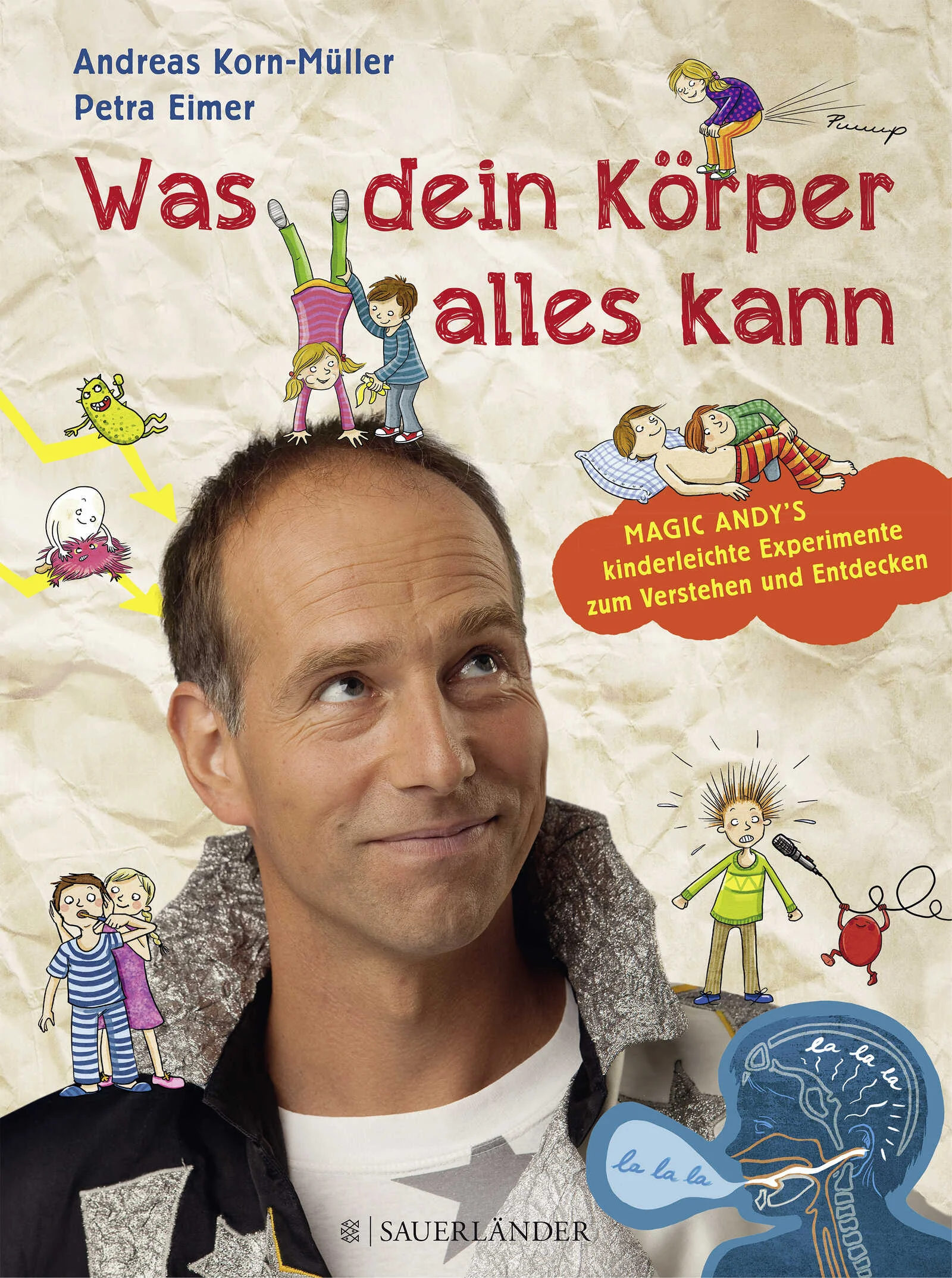 Wissenschaft ist spannend und macht Spaß Das beweist »Magic Andy«, seines Zeichens aus TV und YouTube bekannter Wissenschafts-Comedian, mit seinen neuen kinderleichten Körper-Experimenten zum Nachmachen, nun endlich auch für Jüngere! Denn ganz und gar ungefährlich sind die Anleitungen zum Erforschen und Entdecken des eigenen Körpers, aber nicht weniger spannend. Was passiert in unserem Körper, wenn wir sehen, riechen, hören, fühlen, sprechen oder schmecken? Mit allen Sinnen wahrnehmen und ausprobieren heißt es dann, wenn z.B. die Verdauung mithilfe einer Feinstrumpfhose und Haferflocken imitiert wird. Warum wir scheinbar blaues Blut haben, erklärt sich durch einen einfachen Taschenlampen-Trick. Blutkreislauf, Atmung, und Reflexe kommen auch nicht zu kurz. Und schließlich tanzen mithilfe eines einfachen Versuchs sogar die Zellen lustig Rumba! Was es mit Redewendungen wie den Schmetterlingen im Bauch auf sich hat, wird ebenso aufgelöst, wie die Frage nach den längsten Haaren der Welt und anderen Körper-Rekorden. Witzige Texte, lustige Illustrationen und darüber hinaus ganz viel Wissen für Kinder ab 6 Jahren – Ein weiterer Beweis dafür, dass sich Wissenschaft und Spaß nicht ausschließen! Mit praktischen Materiallisten, Infokästen und Begriffslexikon Der Autor, ein promovierter Chemiker, tritt als »Magic Andy« in Wissenschaftsshows und im TV auf. Mehr über »Magic Andy« unter www.science-comedy.de