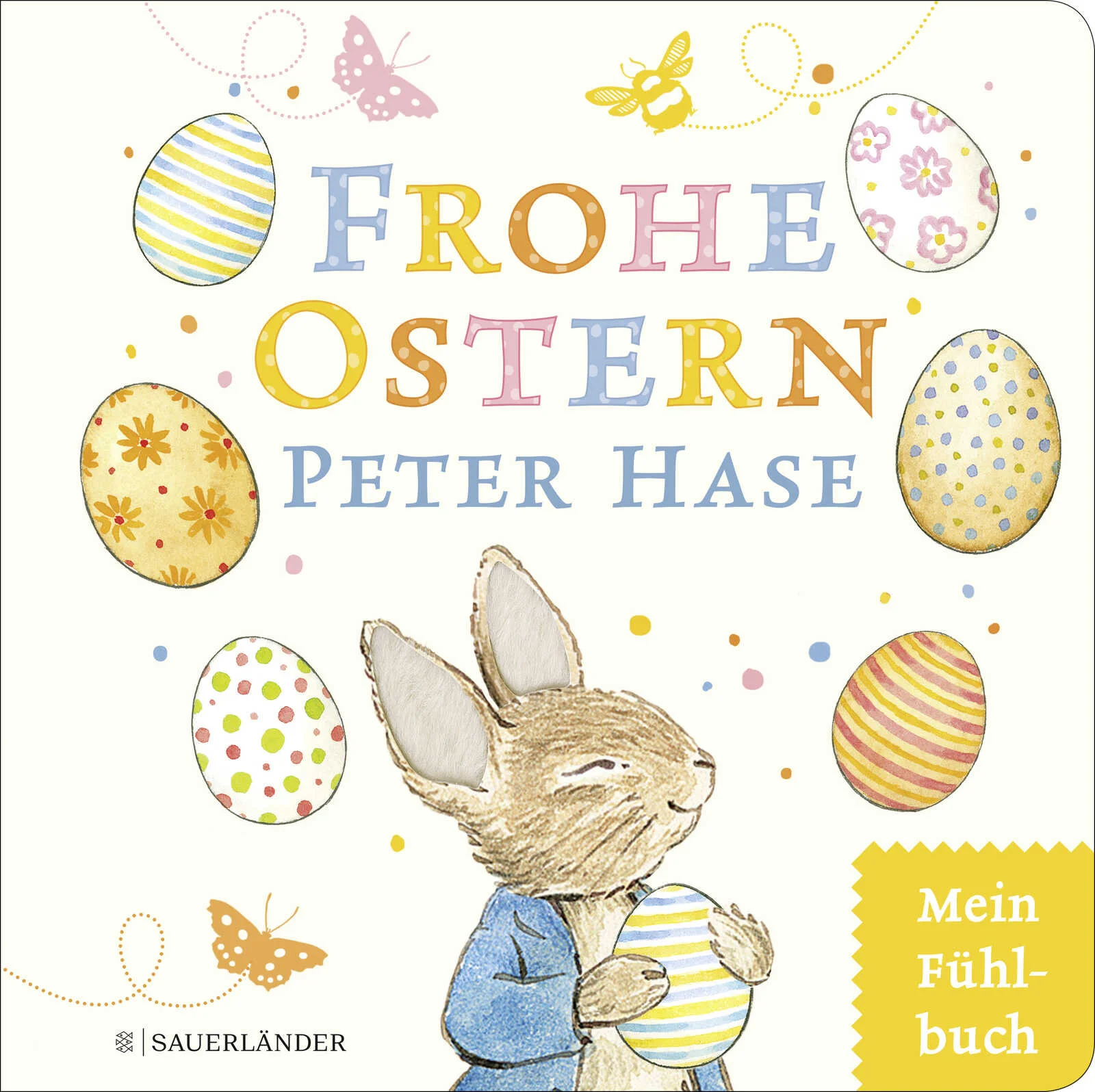 Peter Hase wünscht Frohe Ostern!Endlich ist es soweit. Peter Hase kann es kaum erwarten, seine bunt bemalten Ostereier an seine liebsten Freunde zu verschenken. Und die freuen sich sehr über die Osterüberraschung. Mit vielen Fühlelementen können die kleinen Leser die weichen Federn von Ente Jemima Pratschel-Watschel streicheln oder das kuschelige Fell von Eichhörnchen Nusper knuddeln. Eine tolle Überraschung für jedes Osternest. Eine Osterüberraschung zum Vorlesen für Kinder ab 3 Jahren.