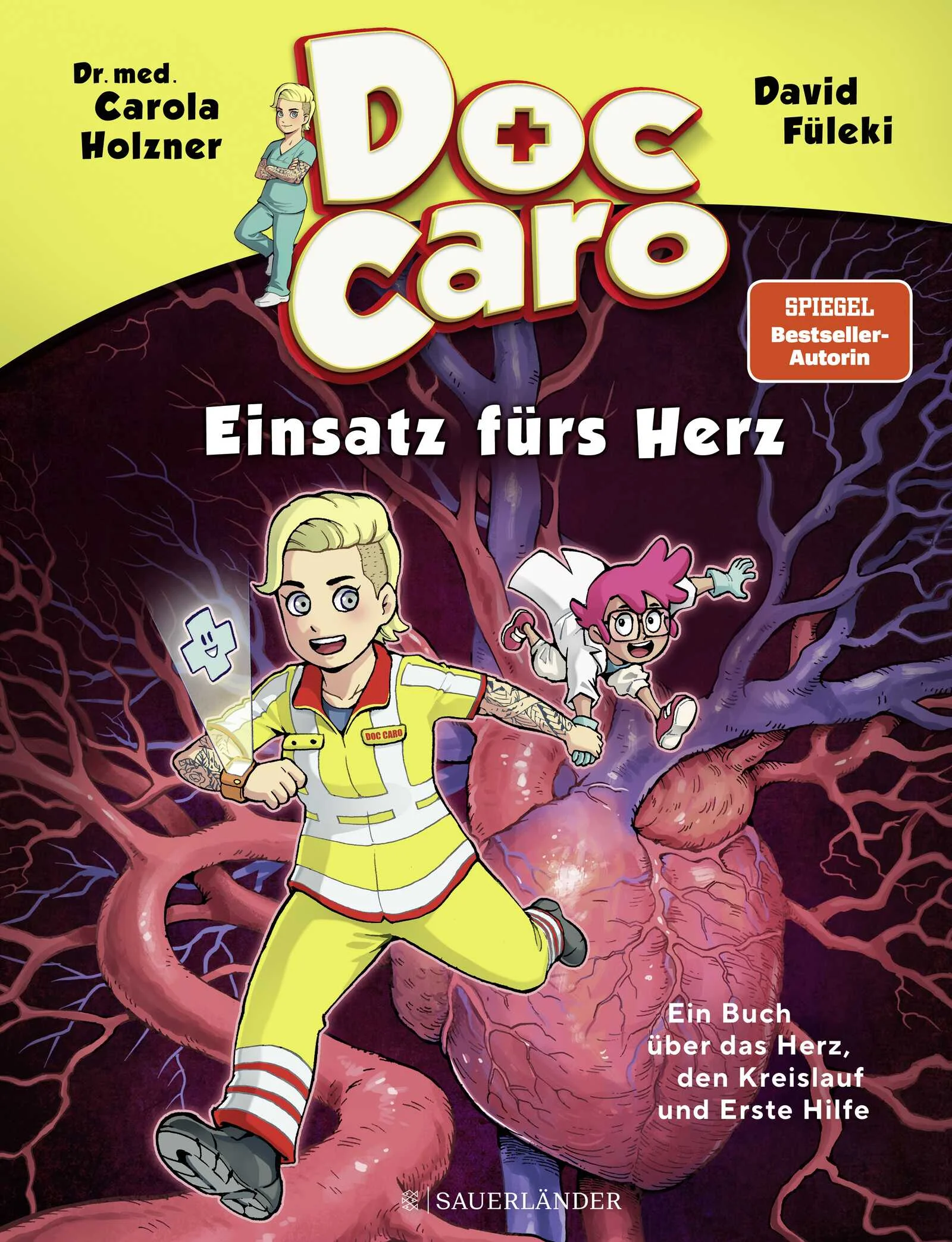 Doc Caro jetzt als Comic!Doc Caro wird zu einem Notfall gerufen – Schmerzen im Brustkorb, Schwindel, Kurzatmigkeit. Doch Doc Caro kommt rechtzeitig und kann helfen! Gemeinsam mit Momo und den Leser*innen begibt sie sich auf eine Reise in unseren Körper ... Was passiert da genau in unseren Adern, wieso fließt das Blut im Kreis und was macht das Herz die ganze Zeit? Diese und weitere Kinderfragen beantwortet Doc Caro unterhaltsam und mit viel Humor!Dieses spannende Sachbuch ist ein Must have nicht nur für Fans – denn Wissen kann Leben retten!Spiegel-Bestseller-Autorin und Expertin für medizinische ThemenSpannende Fakten zum Thema Herz und Blutkreislauf in Comicform umgesetztExtraseite mit Erste-Hilfe-Tipps für Kinder