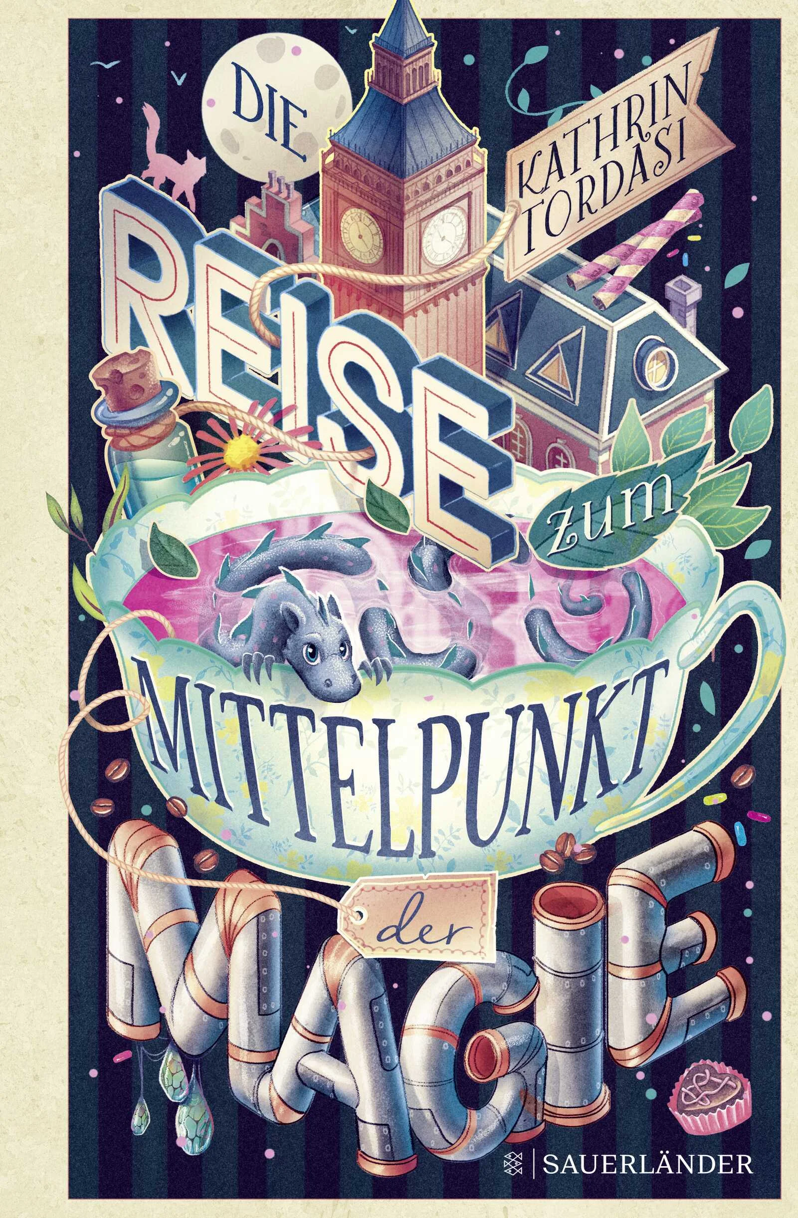 Komm mit auf eine magische SchnitzeljagdFlo ist neu in der Stadt, und schon am ersten Tag weht ihr der Zufall eine geheimnisvolle Schatzkarte vor die Füße: Walter Wonderly‘s Wundersamer Wegweiser zur Quelle der Magie steht darauf. Sonst nichts. Was soll das für ein Wegweiser sein, der nicht einmal eine Richtung anzeigt? Bestimmt nur irgendeine von Erwachsenen organisierte Schnitzeljagd. Gemeinsam mit ihrer neugierigen Nachbarin Malú und dem chaotischen George begibt Flo sich auf eine  magische Erkundungstour, begegnet einer Kryptozoologin, echten Feen und verzauberten Koboldkatzen. Doch auf Wonderlys Fährte lauern auch Gefahren, und bald stellt sich heraus, dass Flo das Abenteuer nur mit Hilfe der stärksten Zauberkraft überstehen wird …»Nicht umsonst zählt Kathrin Tordasi zu meinen Lieblingsautorinnen. Mit ihren Worten erschafft sie bunte und vielfältige Welten, die zum Verweilen einladen. Als Leser gleite ich durch die Zeilen und wünsche mir, dass die Geschichte niemals endet.« Andreas Suchanek, Autor von ›Flüsterwald‹