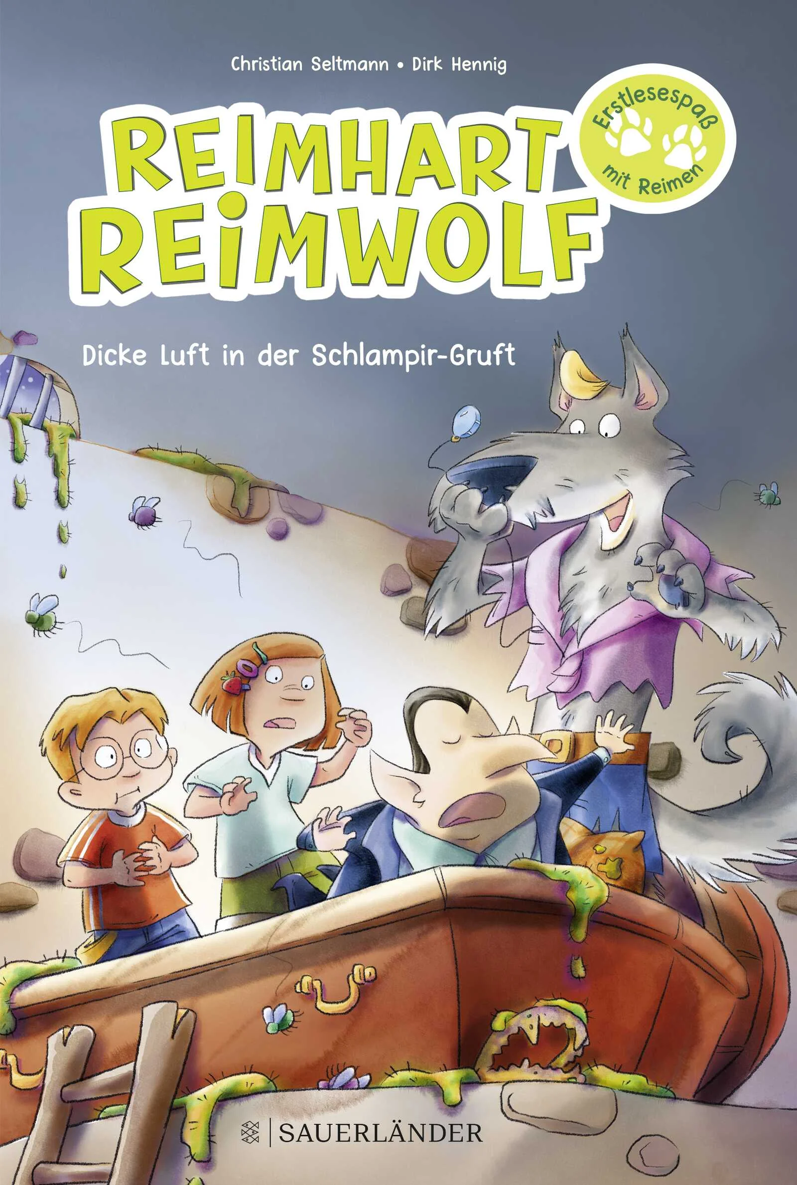 Magischer Reimspaß für Leseanfänger*innen ab 7 Jahren!Dennis schleicht zum Speicher rauf - SCHNAUF! Er wird von einer Truhe wie magisch angezogen - UNGELOGEN! In der Truhe ... ein altes Buch! Ein böser FLUCH?Aus dem Buch entspringt Reimhart, der Reimwolf. Er ist eigentlich ein Werwolf, der nur verstehen kann, wenn man in Reimen spricht. Eine knorrige Reimfee schickt die beiden auf eine geheime Mission. Zusammen mit Käthe Trompete müssen sie weiteren buchgebundenen Fabelwesen helfen: Zuerst dem besonders schusseligen Schlampir, der in seiner Ekelgruft sein Gebiss verloren hat ... Komm mit auf ein fantasisches Reim-Abenteuer und lass dich verzaubern!Lustige Geschichte für Erstleserinnen und Leseanfänger ab 7 JahrenKreativer Lesespaß durch viele witzigen ReimeAufgelockertes Schriftbild erleichtert den Einstieg ins selbständige LesenMit großer Schrift, Sprechblasen und schaurig-schönen Bildern auf jeder SeiteLeserätseln am Ende der Geschichte und zusätzlichem Lesequiz auf AntolinWeitere Bände dieser Kinderbuchreihe:Band 1: Reimhart Reimwolf – Dicke Luft in der Schlampir-GruftBand 2: Reimhart Reimwolf – Mächtig Wind ums Müffel-Kind