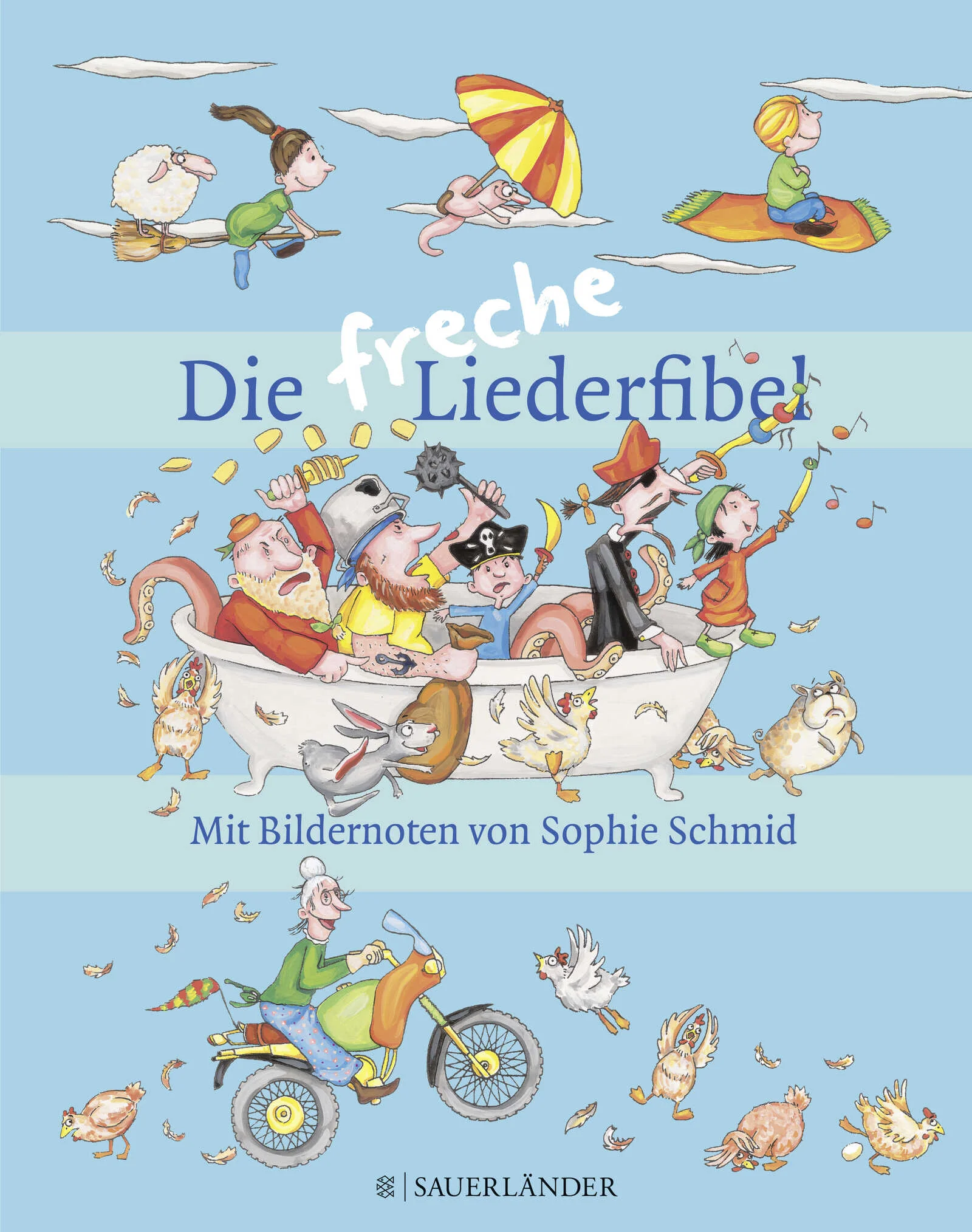 Von Popeln, Hühnerkacke, rasenden Affen und der Oma auf dem MotorradFreche Kinderlieder mit Bildernoten, über 30 traditionelle und moderne Lieder für Kinder ab 2 Jahren, 37 große Farbtafeln und farbige Vignetten, mit einfachen Noten und GitarrengriffenAlle Kinder lieben freche Lieder. Diese Liederfibel versammelt die schönsten frechen Kinderlieder, die jedermann kennt, dazu moderne Lieder von Fredrik Vahle, Bernd Kohlhepp und Jürgen Treyz, Gerhard Schöne u.a. Sie ist zugleich ein Bilderbuch, in dem die Melodien mithilfe farbenfroher Bildernoten bereits von kleinen Kindern spielerisch verfolgt werden können. Ein Liederbuch, das Kindern und Erwachsenen gleichermaßen Spaß machen wird!Aus dem Inhalt:Anne KaffeekanneAramsamsamDer Hase Augustin Der PopelDes Abends, wenn ich früh aufsteh Die Affen rasen durch den WaldDie Tante aus Marokko Ein Mops kam in die KücheEs saßen zwei Gestalten auf dem DonnerbalkenMeine Oma fährt im Hühnerstall MotorradOh du lieber AugustinVon den blauen Bergenund viele andere ...Dieses Buch gibt es auch als Sauerländer Hörbuch. Bitte klicken Sie hierfür auf 