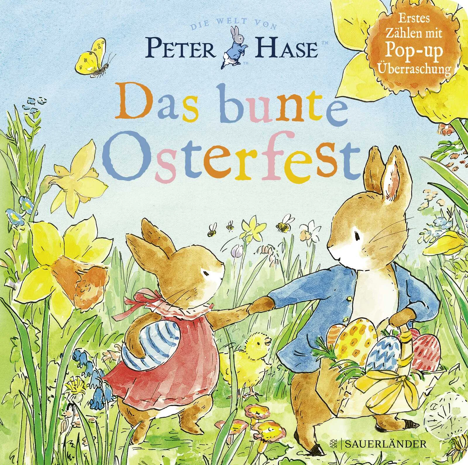 Ein fröhliches Pappbilderbuch zu Ostern mit Peter Hase und seinen FreundenAn einem sonnigen Ostermorgen hoppelt die kleine Schwester von Peter Hase vergnügt über die bunten Frühlingswiesen. Da gibt es viel zu entdecken. Bunte Blumen, summende Bienen, flauschige Osterküken und kuschelige kleine Osterlämmchen. Und beim Osterpicknick überrascht Peter Hase seine Schwestern mit kunterbunten Ostereiern. Erstes Zählen und ein Pop-up Effekt am Schluss dieses liebevoll gestalteten Pappbilderbuchs, sind das ideale Ostergeschenk für alle die, die die Peter Hase Geschichten von Beatrix Potter lieben.
