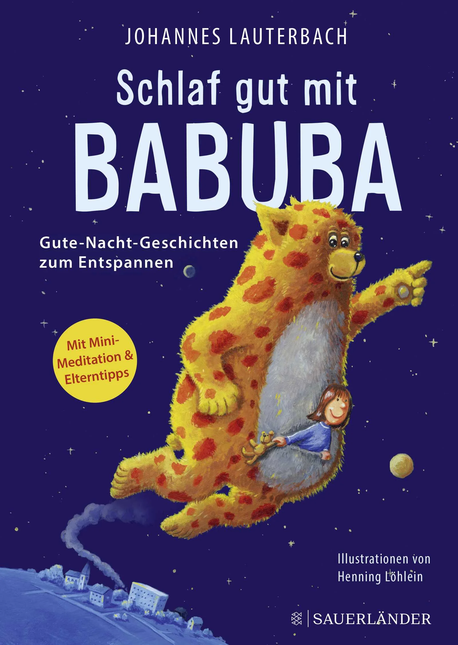 Babuba − Die schönste Einschlafbegleitung für Kinder ab 3 Jahren Immer, wenn du am Himmel eine Sternschnuppe siehst, dann ist das vielleicht Babuba, der dich zu einer kleinen Reise abholen möchte. Babuba ist ein toller Freund, bei ihm fühlst du dich richtig wohl. Er zeigt dir das ganze Universum. Und vielleicht fallen dir irgendwann die Augen zu … Schlaf gut und träum was Schönes!Nach einem aufregenden Tag abends zur Ruhe zu kommen, fällt vielen Kindern schwer. Mit Babuba auf Fantasiereise zu gehen, ist eine beruhigende Einschlafhilfe, die Kindern einen spielerischen Zugang zur Meditation eröffnet. Kindgerechte Gute-Nacht-Geschichten sorgen für mehr Achtsamkeit in der Abendroutine.Mit vielen Tipps gegen kindliche Einschlafprobleme von Entspannungsexperte Johannes LauterbachMehr Achtsamkeit im Alltag für Kleinkinder, Kindergartenkinder und Grundschüler*innenMit fantasievollen und wunderschönen Bildern von Henning Löhlein