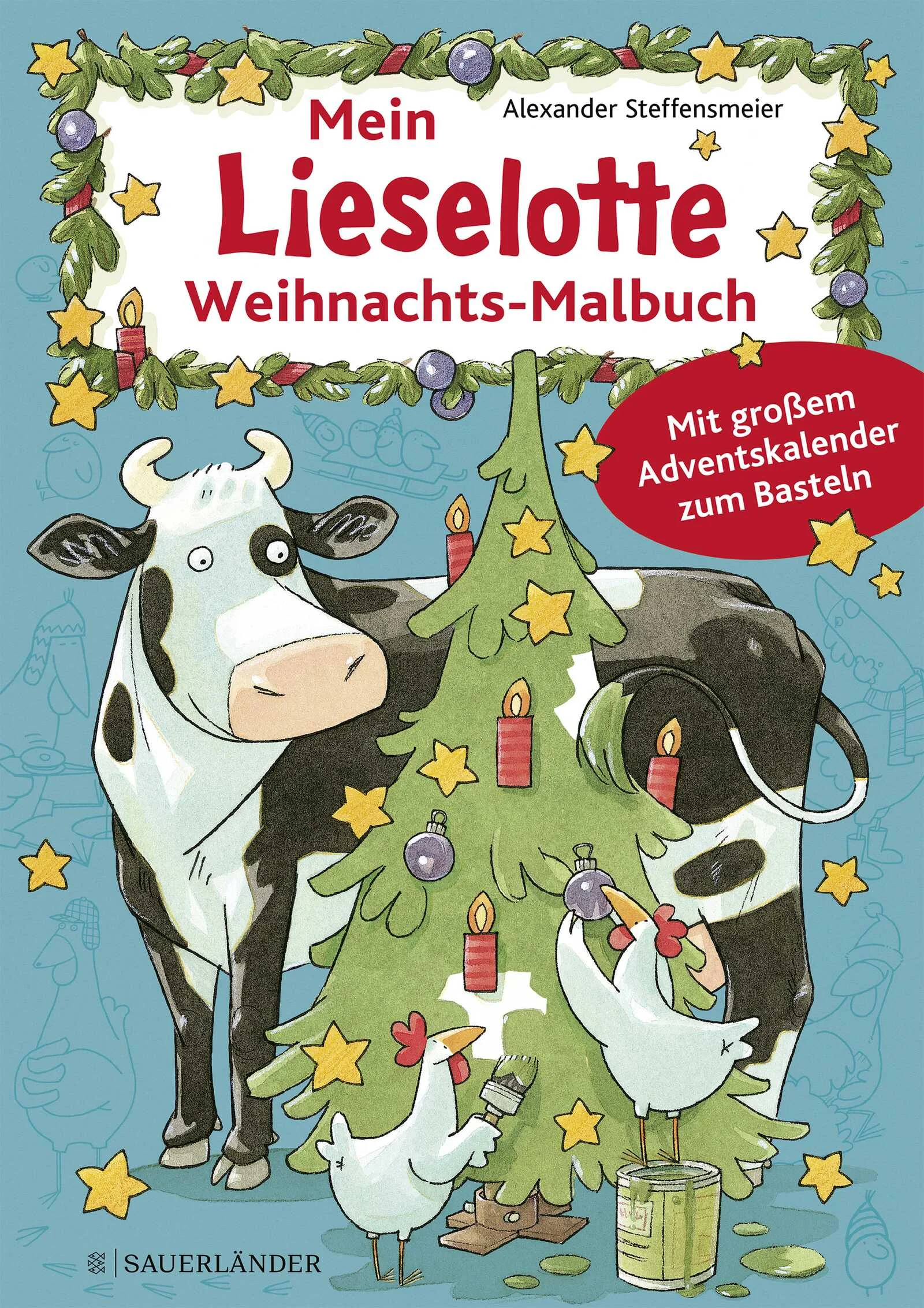 Weihnachtsmalspaß mit Lieselotte für die ganze AdventszeitAuch bei Lieselotte und ihren Freunden vom Bauernhof wird es bald Weihnachten! Da wird gebacken, gebastelt und eingepackt – und dann steht Heiligabend vor der Tür! Hier können Kinder die Hühner beim Rodeln und Schlittschuhfahren ausmalen, lustige Schneemänner bauen, in der Küche die Weihnachtsplätzchen verzieren, Geschenkpapier gestalten und natürlich den Weihnachtsbaum schmücken! Besonderes Highlight ist der große, herausnehmbare Adventskalender, der selbst gemalt und gebastelt werden kann.So macht das Warten auf Weihnachten Spaß!Lernen, Basteln und Spielen mit Kuh Lieselotte! Witzige Rätsel für Vorschulkinder, schöne Ausmalbilder oder viele bunte Seiten zum Mitmachen − mit Kuh Lieselotte macht einfach alles Spaß! Hier wartet lustige und sinnvolle Beschäftigung für kleine Lieselotte-Fans im Kindergarten oder in der Grundschule. Ob als Beschäftigung für den Alltag oder für unterwegs im Urlaub, diese Beschäftigungsbücher sind immer ein schönes Geschenk zum Geburtstag, zu Ostern oder Weihnachten.