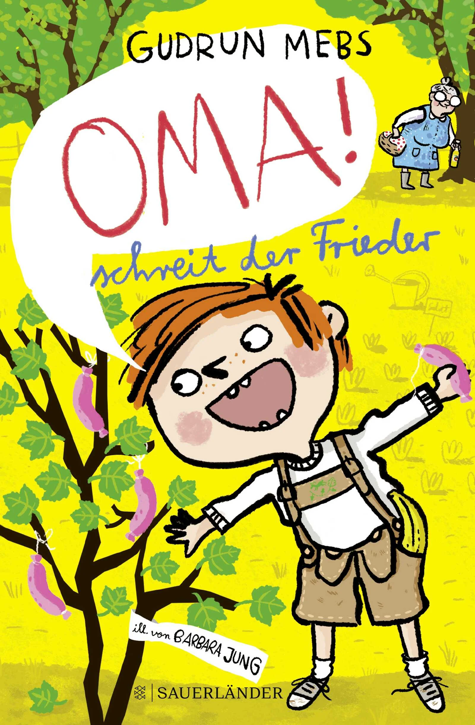 »Ein Lieblingsvorlesebuch, nicht nur für Omas und Enkel.«, Stiftung LesenJa so was! Der Frieder hat eine richtig tolle Idee, aber die Oma mal wieder keine Zeit! Sie muss noch Zeitung lesen oder bügeln oder Kuchen backen. Macht nix, dann fängt der Frieder eben schon mal alleine an … Meistens geht’s dann ein bisschen schief und Oma fasst sich ein Herz. Zusammen feiern die beiden dann Weihnachten mitten im Sommer, machen ein Regen-Picknick im Wartehäuschen, sie ernten Gummibärchen im Garten und futtern Grießbrei wie die Räuber. Mit Oma ist jeder Tag wie Ferien! 16 Alltagsgeschichten perfekt zum Vorlesen und Kichern – mit herrlich hintergründigen und witzig-schrägen Bildern von Barbara Jung