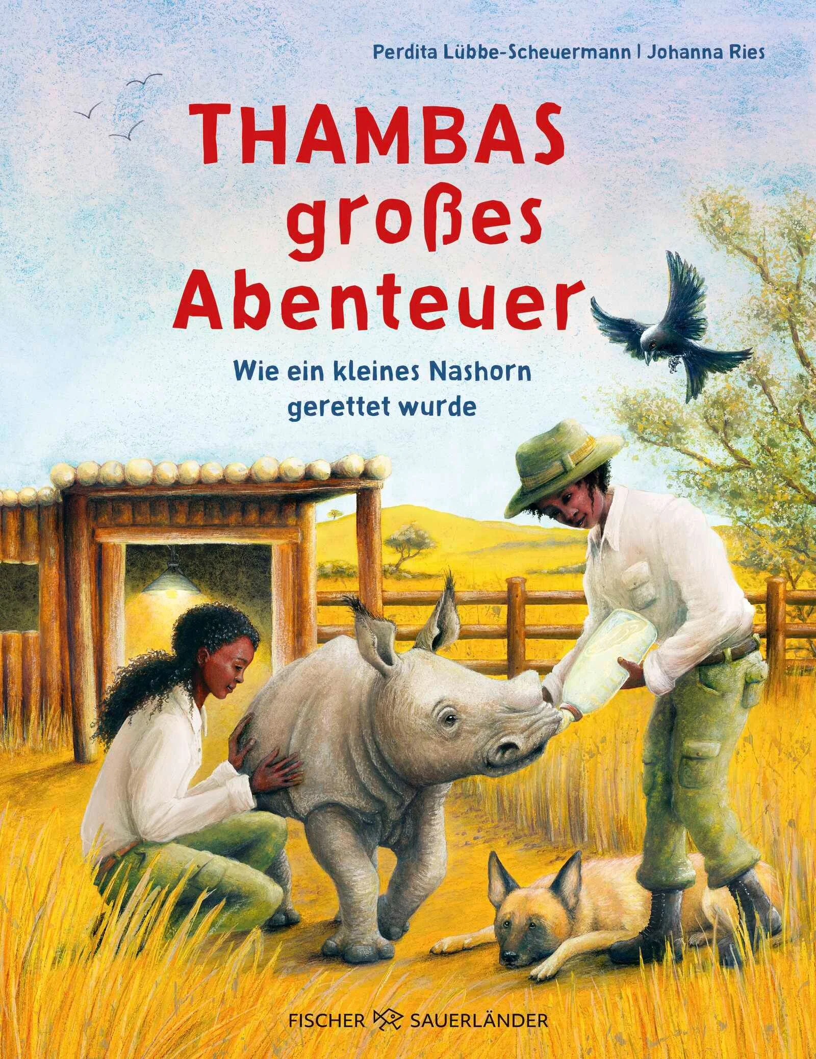 Spannendes Sachwissen in einer unterhaltsamen Bilderbuchgeschichte für Kinder ab 5 Jahren Dieses Sachbilderbuch erzählt die wahre Rettungsgeschichte des verwaisten Nashornbabys Thamba: Das kleine Breitmaulnashorn wird von Rangerinnen in einem Nationalpark in Südafrika gefunden und mit der Flasche großgezogen. Während es auf der sicheren Farm für die Auswilderung vorbereitet wird, lernt es viele andere afrikanische Tiere kennen und erlebt spannende Abenteuer.Jedes Jahr werden hunderte Nashörner in Südafrika getötet – und das nur wegen ihres Horns. Die Anti-Wilderer-Einheit The Black Mambas und eigens dafür ausgebildete Spürhunde kämpfen für die Sicherheit der verbleibenden Nashörner. Die spannende Geschichte veranschaulicht die Arbeit der Rangerinnen und macht Mut, sich für den Schutz der Nashörner und anderer bedrohter Tiere einzusetzen.Eine unglaubliche, aber wahre GeschichtePerdita Lübbe Scheuermann ist Gründerin des Projektes  »Rettet das Nashorn« und für den Tierschutz in Südafrika aktiv Malerische Bilder zeigen den Sehnsuchtsort Afrika in seinen Widersprüchenvon der Autorin des Sachbilderbuchs »Pfotenteam – Hund kinderleicht erklärt« für Kinder ab 6 Jahren