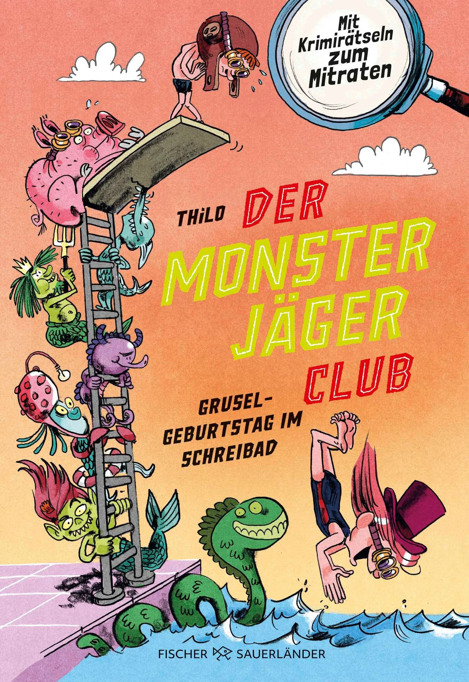 Der Monsterjäger-Club – Wir lösen jeden Fall! Monstermäßiges Rätselabenteuer für Leseanfänger*innen! Ein neuer Auftrag ruft die Monsterjäger ins frisch eröffnete Schreibad. Dort feiern die Zwillinge Nora und Dora ihren Geburtstag. Doch zwischen riesigen Monsterrutschen und gruseligen Fratzen verstecken sich auch echte Monster. Die ärgern nicht nur die Badegäste, sondern auch den Monsterjäger-Club. So schnell wie möglich müssen Max, Emilia und Schnüffelschwein die Quälgeister vertreiben, sonst fällt die Party ins Wasser. Ob sie es rechtzeitig schaffen werden, die Monster zu stoppen? Werde auch du zum Monsterjäger und hilf mit bei der aufregenden Suche! Spannender Kinderkrimi zum Mitraten für Erstleser*innen ab 6 JahrenMit coolen Suchbildern und kniffligen RätselnPerfekter Einstieg ins selbständige Lesen Mit großer Schrift, Sinnumbrüchen und vielen lustigen BildernWeitere Titel der Reihe: Der Monsterjäger-Club 1 – Die Geisterbahn von Bad MurksDer Monsterjäger-Club 2 – Spuk auf Burg AlbDer Monsterjäger-Club 3 – Gruselspaß in der MonsterschuleDer Monsterjäger-Club 4 – Gruselgeburtstag im SchreibadBand 1 auf der Shortlist für den Deutschen Kinderbuchpreis 2022, nominiert für den Preuschhof-Preis 2023!