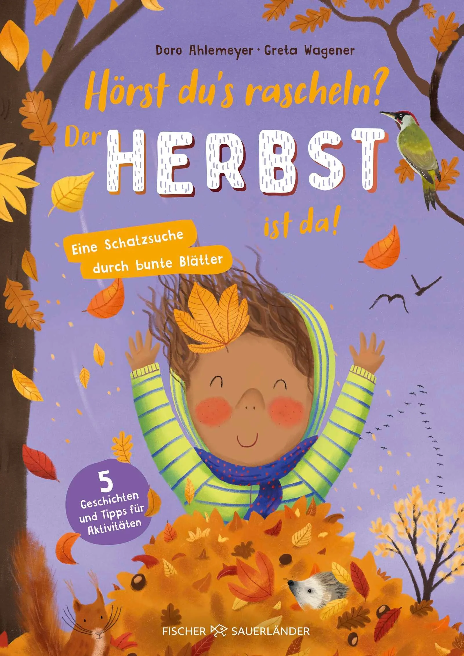 Die Schätze des Herbstes heben - Ein Vorlesebuch mit fünf Naturgeschichten zum Vorlesen für Kinder ab 5 Jahren Wenn draußen der Herbstwind zu pfeifen beginnt, wird es bunt! Wie sich die Vielfalt der Schätze, die der Herbst zu bieten hat, mit Kindern entdecken und genießen lassen, zeigt dieses Vorlesebuch: Flo lernt, wie sich aus Paprika, Tomaten und Auberginen ein leckerer Aufstrich einkochen lässt. Tove erforscht eine Streuobstwiese und findet köstliche Äpfel. Nick findet heraus, dass Kraniche auf ihrem Zug nach Süden unheimliche Trompetenrufe ausstoßen und nutzt diese mit vielen weiteren spannenden Naturgeräuschen für sein Halloween-Hörspiel. Mit Hilfe von Lucys feinem Näschen lassen sich fantastische Pilze entdecken und bestimmen. Und Yara erschafft für ihren Freund Milan, der gerade das Bett hüten muss, Kunstwerke aus bunten Blättern. – Unterhaltsam und kenntnisreich regt dieses Vorlesebuch dazu an, den Herbst in seiner ganzen Pracht zu erleben, in der Stadt, auf dem Land oder dazwischen.Fünf in sich abgeschlossene Vorlesegeschichten für Kinder ab 5 erzählen davon, welche Schätze der Herbst für uns bereithält, wenn wir rausgehen und sie aufstöbern. Herbstlich-farbenprächtig illustriert, mit einfach umzusetzenden Tipps für Herbstaktivitäten mit der ganzen Familie von Naturpädagogin Doro Ahlemeyer.Fünf Nachmittagsgeschichten, die in die Natur lockenFördert spielerisch das Naturerleben von Kindern ab 5 JahrenMit leicht umsetzbaren Tipps für Herbstaktivitäten für die ganze Familie, Kita und Schule