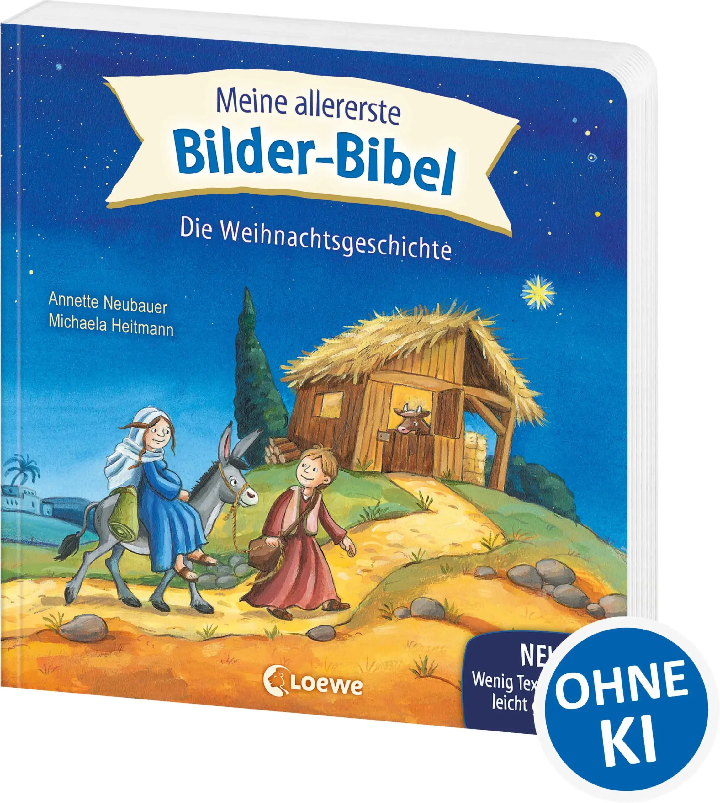 Die Weihnachtsgeschichte in Bildern Ein großer Stern strahlt über Bethlehem, ein Engel erscheint den Hirten und Jesus wird in einem Stall geboren. Die stimmungsvollen Bilder und kurzen Texte laden Groß und Klein zum gemeinsamen Betrachten, Lesen und Erzählen ein. Die Weihnachtsgeschichte zum Vorlesen und Nacherzählen für Kleinkinder: Meine allererste Bilder-Bibel erzählt vom Stern über Bethlehem, von den Hirten, denen ein Engel erscheint und von Jesu Geburt.