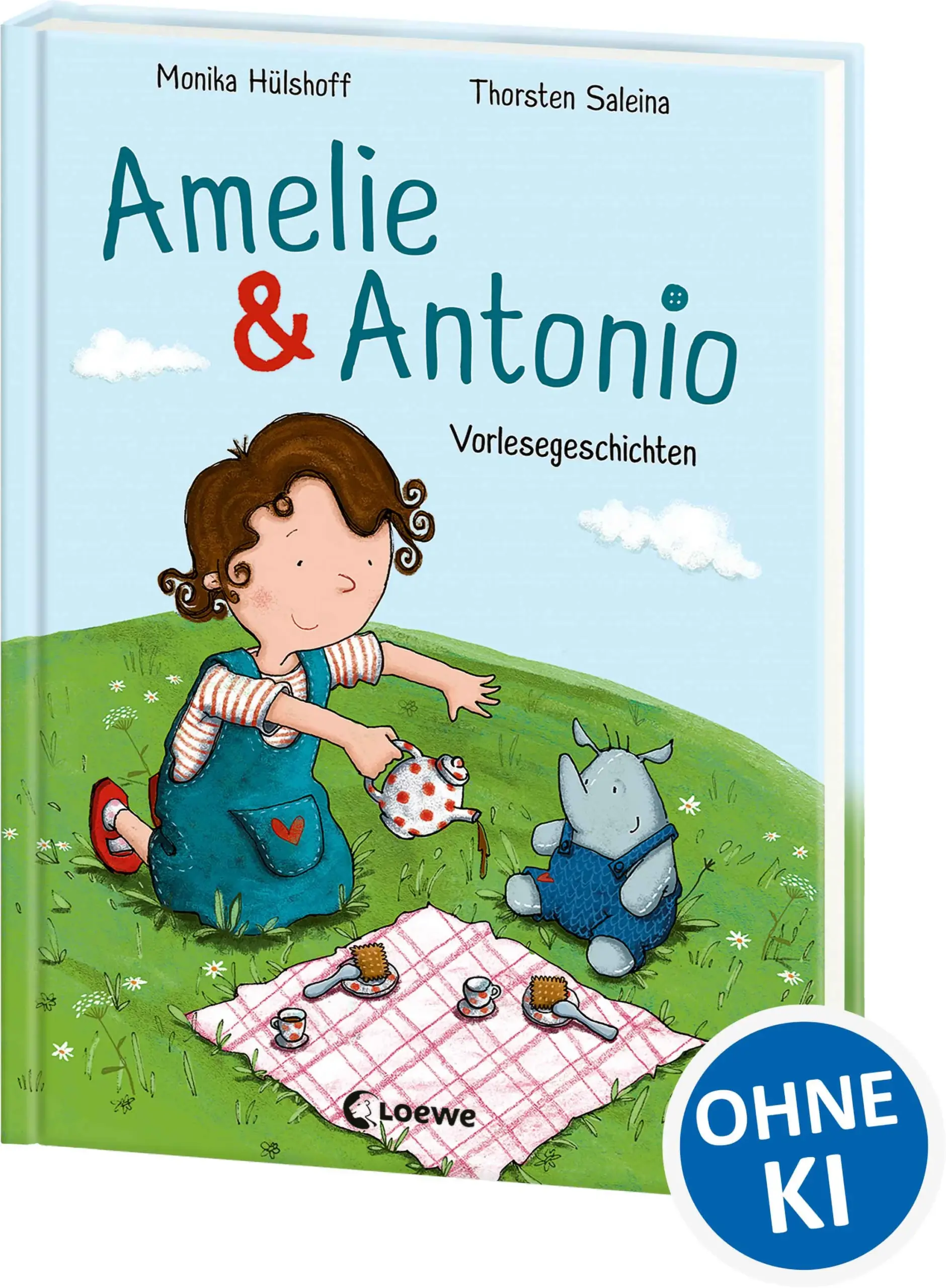 10 fantasievolle Vorlesegeschichten über eine wunderbare Freundschaft: Amelies allerbester Freund heißt Antonio und ist ein Nashorn – ein Stoffnashorn! Zusammen erleben Amelie & Antonio einen Alltag voller Abenteuer: Beim Zähneputzen sprudelt ein kleiner Wasserfall im Waschbecken und eine Busfahrt wird zu einer Reise um die ganze Welt! Und wenn Amelie mal traurig ist, oder Anton auf die Nashornnase fällt, dann ist Anton für Amelie da und Amelie für Antonio! In Amelie & Antonio erzählt Monika Hülshoff (Wissen macht Ah und Die Sendung mit dem Elefanten) auf ganz besonders warmherzige und liebevolle Weise von der vierjährigen Amelie und ihrem Kuscheltier Antonio, einem Stoffnashorn, das für sie lebendig ist. Die beiden allerbesten Freunde erleben gemeinsam ihren Alltag als Abenteuer und sind immer füreinander da. Mit den fantasievollen und bunten Bildern von Thorsten Saleina (Der Räuber Hotzenplotz und die Mondrakete) eignet sich dieses Buch als Gutenachtgeschichte zum abendlichen Vorlesen, Kuscheln und Erzählen für Kinder ab 4 Jahren.