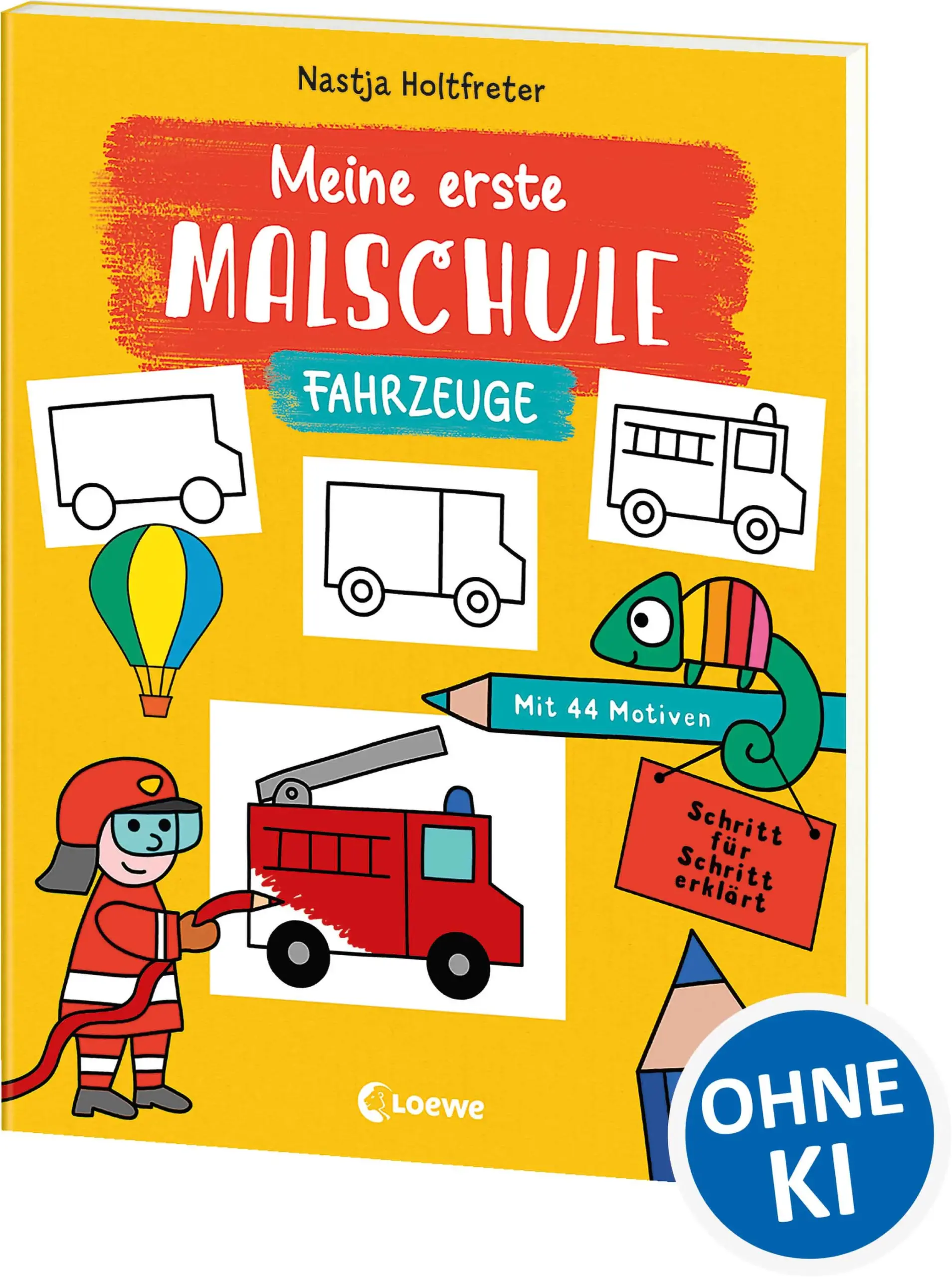 Loewe-Bücher: garantiert ohne KI Ich male mir die Welt, wie sie mir gefällt! Ob ein Polizeiauto im Einsatz, einen Bagger auf der Baustelle oder ein schnelles Rennauto – hier lernen schon die Kleinsten, viele verschiedene Fahrzeuge zu malen. Kindgerechte Schritt-für-Schritt-Anleitungen zeigen, wie aus einfachen Formen ganz leicht kreative Bilder entstehen. Und wenn diese dann auch noch bunt ausgemalt oder miteinander kombiniert werden, ist das Kunstwerk perfekt! 44 einfache Schritt-für-Schritt-Anleitungen Viel Platz für eigene Bilder Fördert Kreativität und Motorik bei Kindern ab 3 Jahren Malen & Zeichnen lernen für Anfänger*innen Tolles Geschenk zum Kreativ sein und zur Beschäftigung zuhause