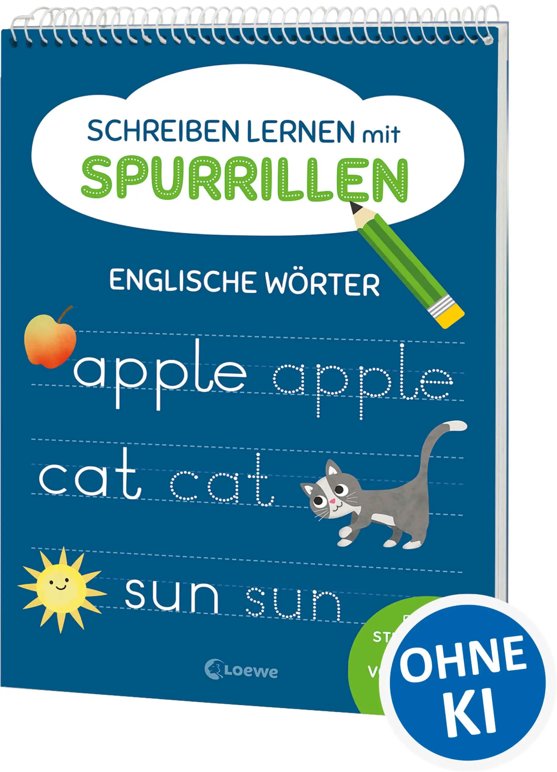 Loewe-Bücher: garantiert ohne KI Mit Schwung zum Englischprofi.Mithilfe vorgeprägter Linien wird das Schreiben erster englischer Wörter zum Kinderspiel! Durch die Vertiefungen im Papier bleiben Kinder von Anfang an in der Spur und trainieren so schon früh ein sauberes Schriftbild. Zusätzlich unterstützen abwechslungsreiche Übungen beim Einprägen der richtigen Schreibweise.So einfach ist Schreibenlernen! Exakte Stiftführung für ein sauberes Schriftbild Fördert die Motorik Mit Übungen und Lösungen Dank der vorgeprägten Linien im Papier fällt das Schreiben erster englischer Wörter so einfach wie noch nie! Die Spurrillen führen den Stift beim Nachfahren, sodass die Formen der einzelnen Buchstaben besser erfasst werden können. Bunte Aufgaben auf jeder Seite sorgen für mehr Spaß beim Englisch lernen und helfen dabei, sich die richtige Schreibweise einzuprägen. Für Kinder ab 7 Jahren.
