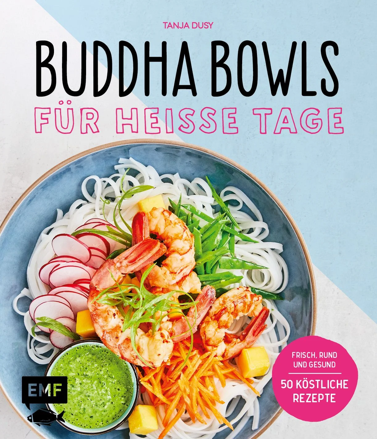 Es ist Sommer und du brauchst eine leichte Mahlzeit? Mach dir eine Buddha Bowl!Richtig lecker und außerdem noch gesund: Buddha Bowls machen Spaß und sind leicht zuzubereiten. Mit dem frischen Essen aus der Schüssel fällt es gar nicht schwer, sich ausgewogen zu ernähren – die Super-Bowls passen sogar zur schnellen Küche. Die Rezepte bieten eine bunte und abwechslungsreiche Mischung an Frühstücks-Bowls sowie vegetarischen, fisch- und fleischhaltigen Bowls, die auch to go eine gute Figur machen. Bunter Schüsselgenuss für eine ausgewogene und gesunde Ernährung50 Rezepte für heiße TageGroße Vielfalt – für jeden Geschmack ist etwas dabeiSowohl Fleischliebhaber als auch Vegetarier und Veganer kommen auf ihre Kosten Was macht die Buddha Bowl besonders?Auf den Speisekarten angesagter Lokale sind sie mittlerweile ein Muss: Buddha Bowls machen nicht nur glücklich und zufrieden, sondern sind noch dazu richtig gesund. Die ausgewogene Zusammenstellung aus Kohlenhydrat-, Fett-und Proteinquellen versorgt den Körper mit allem, was er braucht, um Kraft zu tanken. Mit Fleisch, Fisch oder Tofu, mit oder ohne Kohlenhydrate – hier bekommt der Körper genau die Vitalstoffe, die ihn fithalten.Schüsselglück im SommerIn „Buddha Bowls für heiße Tage“ finden sich über 50 Rezepte von Bestseller-Autorin Tanja Dusy für Breakfast Bowls, schnelle Easy Bowls und raffinierte Super Bowls. Ob Happy Coco-Bowl, Spinat-Hummus-Bowl, No-Fat-Greek-Bowl oder Burrito-Chicken-Bowl – für jeden Geschmack ist etwas dabei! Viele gesunde Zutaten, Aromen und unterschiedliche Texturen fügen sich in den Bowls zu einem harmonischen Ganzen zusammen. So schmeckt Glück!
