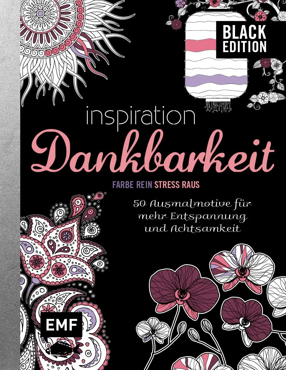 Ausmalen in der Edelklasse – die Black Edition! Das Ausmalbuch erreicht eine neue Dimension! Durch die schwarzen Hintergründe bekommen die Bilder eine ganz neue Brillanz und Fernwirkung, die Farben leuchten noch stärker und machen aus jedem Motiv ein Kunstwerk. Nur fünf Minuten Auszeit können im stressigen Alltag wahre Wunder bewirken. Das minutiöse Kolorieren von abstrakten und figürlichen Motiven ist die ideale Gelegenheit, den Kopf von Sorgen und Blockaden zu befreien, sich in Dankbarkeit zu üben und neue Kraft für die nächste Etappe des Tages zu sammeln.