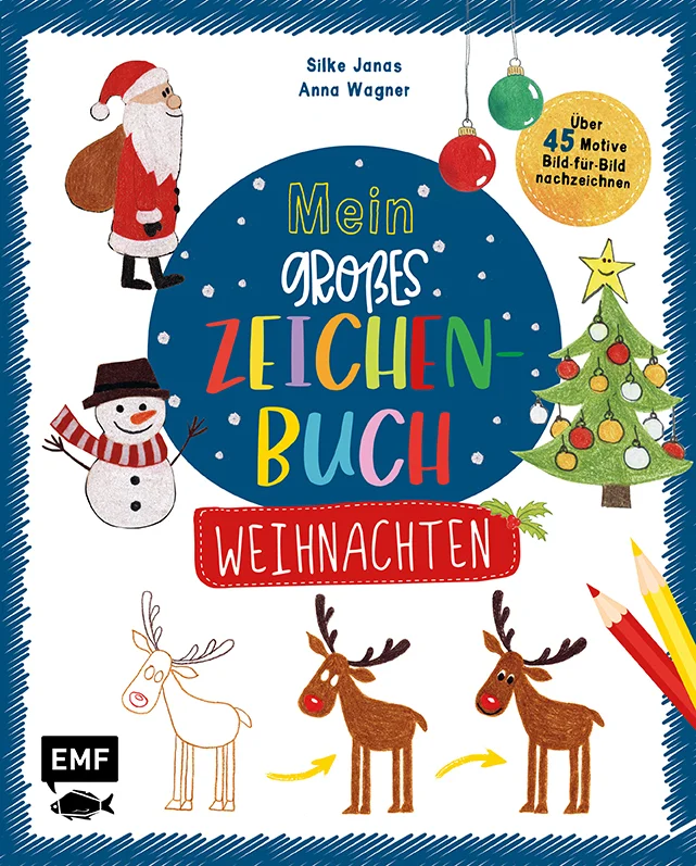 Los geht die kreative Adventszeit mit dem kinderleichten Zeichenkurs!Mit diesem kreativen Zeichenkurs für Kinder ab 4 Jahren können über 45 der beliebtesten Figuren und Motive aus der Weihnachtszeit ganz einfach nachgezeichnet werden. In nur wenigen Schritten gelingen süße Wichtel, lustige Rentiere und zauberhafte Geschenke. Die bunten Anleitungen sind dank der einfachen Bild-für-Bild-Erklärungen schon für kleine Künstler ganz leicht umzusetzen. Zeichenen fördert zudem die Motorik, das räumliche Vorstellungsvermögen und regt gleichzeitig die Fantasie an.Mehr als 45 weihnachtliche Motive in wenigen Schritten zeichnenJeder Schritt wird mit Bild erklärt – ganz ohne lesen möglichZeichnen schult das räumliche Vorstellungsvermögen und die motorischen FähigkeitenFür Kinder ab 4 JahrenWeihnachtsmann, Schlitten, Schneemann, Tannenbaum und viele weitere tolle Motive warten nur darauf, von Kinderhänden nachgezeichnet zu werden. Bei dieser kreativen Kinderbeschäftigung können kleine Künstler dank der einfachen Bild-für-Bild-Anleitungen ganz ohne Hilfe weihnachtliche Kunstwerke schaffen. Der Zeichenkurs sorgt außerdem als perfektes Geschenk zum Nikolaus für ganz viel Kreativspaß bei den Kids. Also an die Stifte, fertig, los!