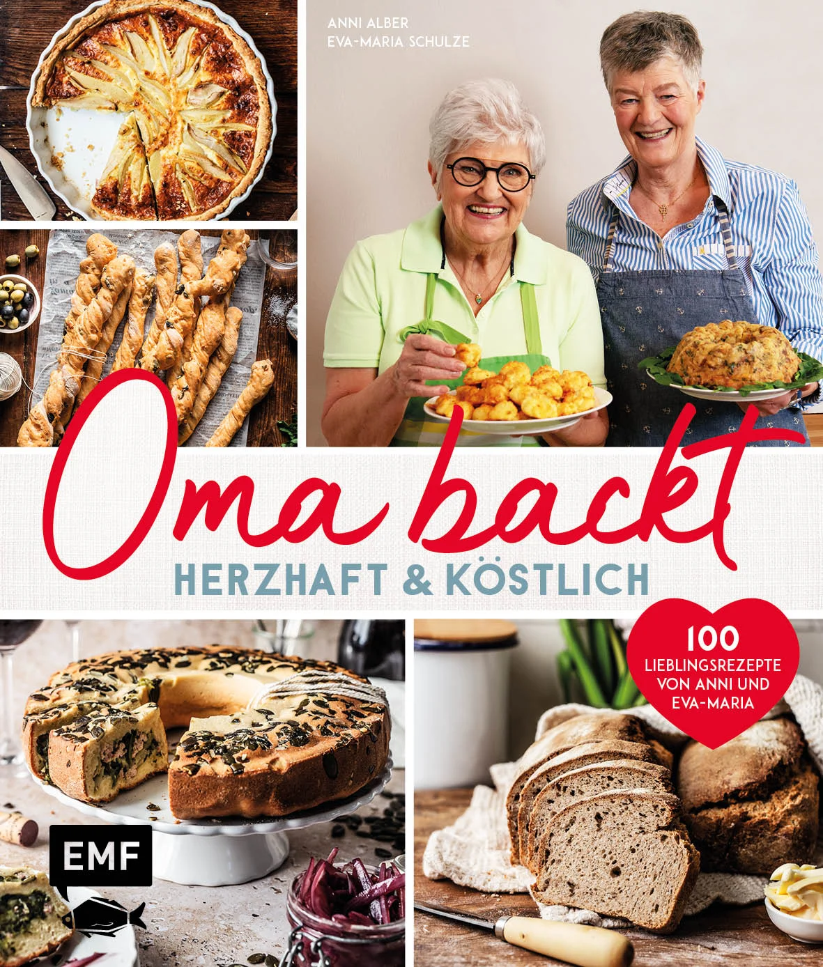 Zwei Herzen, eine Liebe und ganz viel Leckereien – Omas Anni und Eva-Maria präsentieren ihre herzhaften BackkreationenDurch das Backen lernten sie sich kennen – und es entstand: eine wunderbare Freundschaft. Und weil für Anni und Eva-Maria frisches Gebäck nicht nur zum Nachmittagskaffee schmeckt, sondern auch herzhafte Kreationen sie begeistern, haben sie ihre besten Rezepte dafür gesammelt.So viel Liebe steckt drin:Auf 192 Seiten erobern die beiden mit einfachen Rezepten die Herzen von Backbuch-Fans im Sturm100 großartige Rezepte für herzhaftes Gebäck von Brot über Strudel bis hin zu pikanten KuchenHerzige Anekdoten zu besonderen Lieblingsrezepten der Autorinnen und ihrer gemeinsamen GeschichteBei Zucchini-Kartoffel-Brot, Spinat-Käse-Gugelhupf mit Rotweinsauce und Gourmet-Windbeuteln mit Lachs findet sicherlich jede*r sein neues persönliches Back-Highlight.