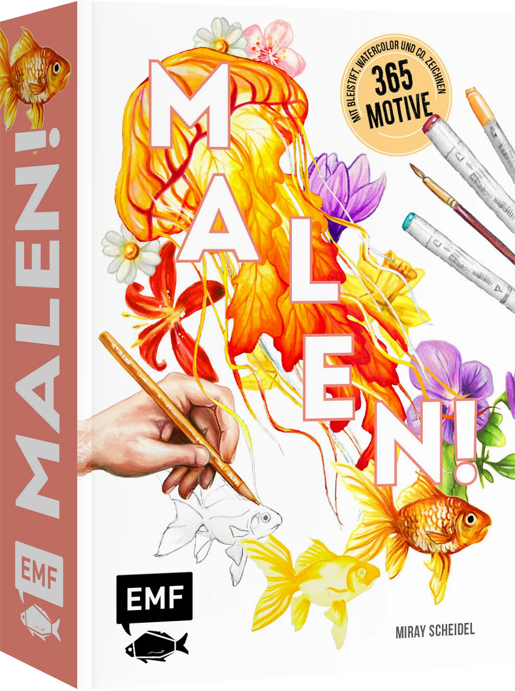 1 Jahr lang kreativ! Mit 365 kreativen Malübungen lernst du jeden Tag neue Motive kennen und vertiefst Wissen zu Markern, Watercolor & Co. ganz nebenbei. Deine Stifte und Pinsel liegen unbenutzt auf deinem Schreibtisch? Brauchst du Inspirationen, welche Motive du noch malen könntest und möchstest kreativ neue Maltechniken erlernen? Mit den 365 Malaufgaben kannst du direkt anfangen zu malen und deine Fähigkeiten weiter ausbauen. Neben kreativen Malideen und -übungen, wirst du auch malerisches Wissen erlernen und auch gleich anwenden. So lernst du in kleinen Schritten die große Wirkung von Schattierungen, Perspektiven, Farbharmonien und Plastizität mit Watercolor, Markern und Bleistiften kennen. Greife zu Stift, Pinsel und Papier und starte in dein kreatives Jahr! 365 Übungen und Aufgaben zum kreativen Austoben mit Markern, Buntstiften und WatercolorIdeal für Anfänger*innen: Basic-Wissen anschaulich erklärtdie täglichen Übungen vermitteln malerische Grundlagen zu Perspektive, Schattierung, Plastizität, Farbharmonien und viele mehr