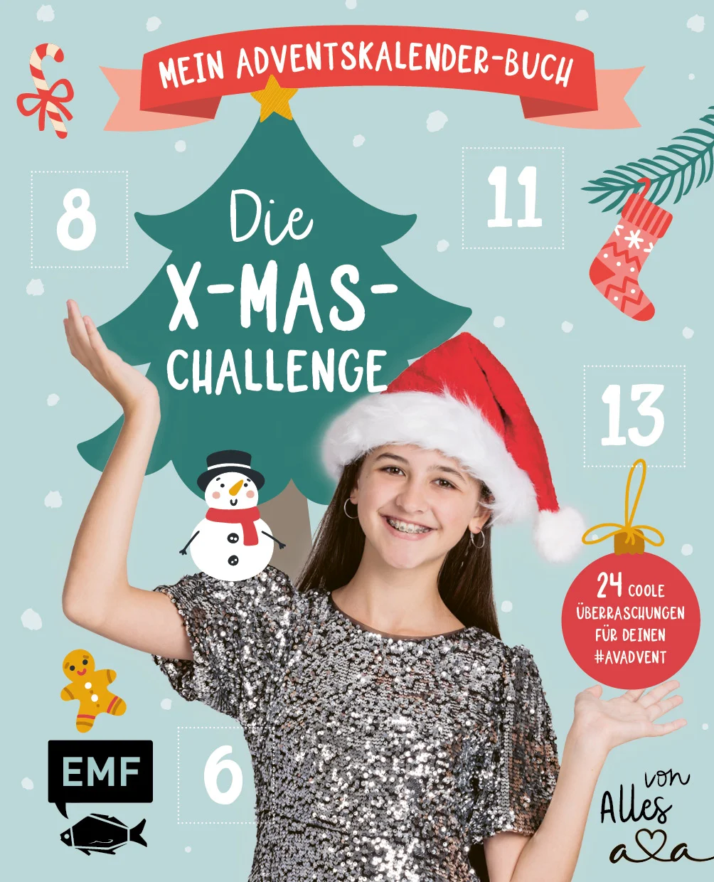 Mit „Alles Ava“ durch die Weihnachtszeit #avadventYouTube-Kinderstar Ava liebt kleine und große Herausforderungen. Auf Alles Ava begeistert das fröhliche Energiebündel über eine Million Abonnenten mit ihren vielfältigen Videos und nimmt ihre Fans Woche für Woche mit durch ihr Leben. Dabei stellt sie sich immer wieder lustigen Challenges – auch in der Weihnachtszeit. Denn Ava liebt Weihnachten und alles was dazugehört. In ihrem 3. Buch begleitet Ava ihrer Fans mit coolen Challenges und Mitmachideen durch den #avadvent.Das erste Adventskalenderbuch des beliebten Social-Media-Stars24 coole Überraschungen:lustige Challenges, weihnachtliche DIYs, Avas Lieblingsrezepte und vieles mehrLiebevoll gestaltete Türchen mit vielen Bildern Mit perforierten Seiten zum Auftrennen Für alle Fans von Alles Ava Das liebevoll gestaltete Adventskalender-Buch hält jeden Tag eine weihnachtliche Überraschung bereit. Hier werden keine Türchen geöffnet, sondern es darf täglich eine Buchseite aufgetrennt werden. Viele Bilder, Sprüche und abwechslungsreiche Mitmachideen verkürzen die Zeit bis Weihnachten. Von der Weihnachtspost-Challenge über Last-Minute-Geschenkideen und Avas liebsten Schneemannplätzchen bis zum großen X-Mas-Test: Welcher Weihnachtstyp bin ich? – mit Ava Christmas-Challenge wird dir sicher nicht langweilig. Bist du bereit für den perfekten #avadvent?