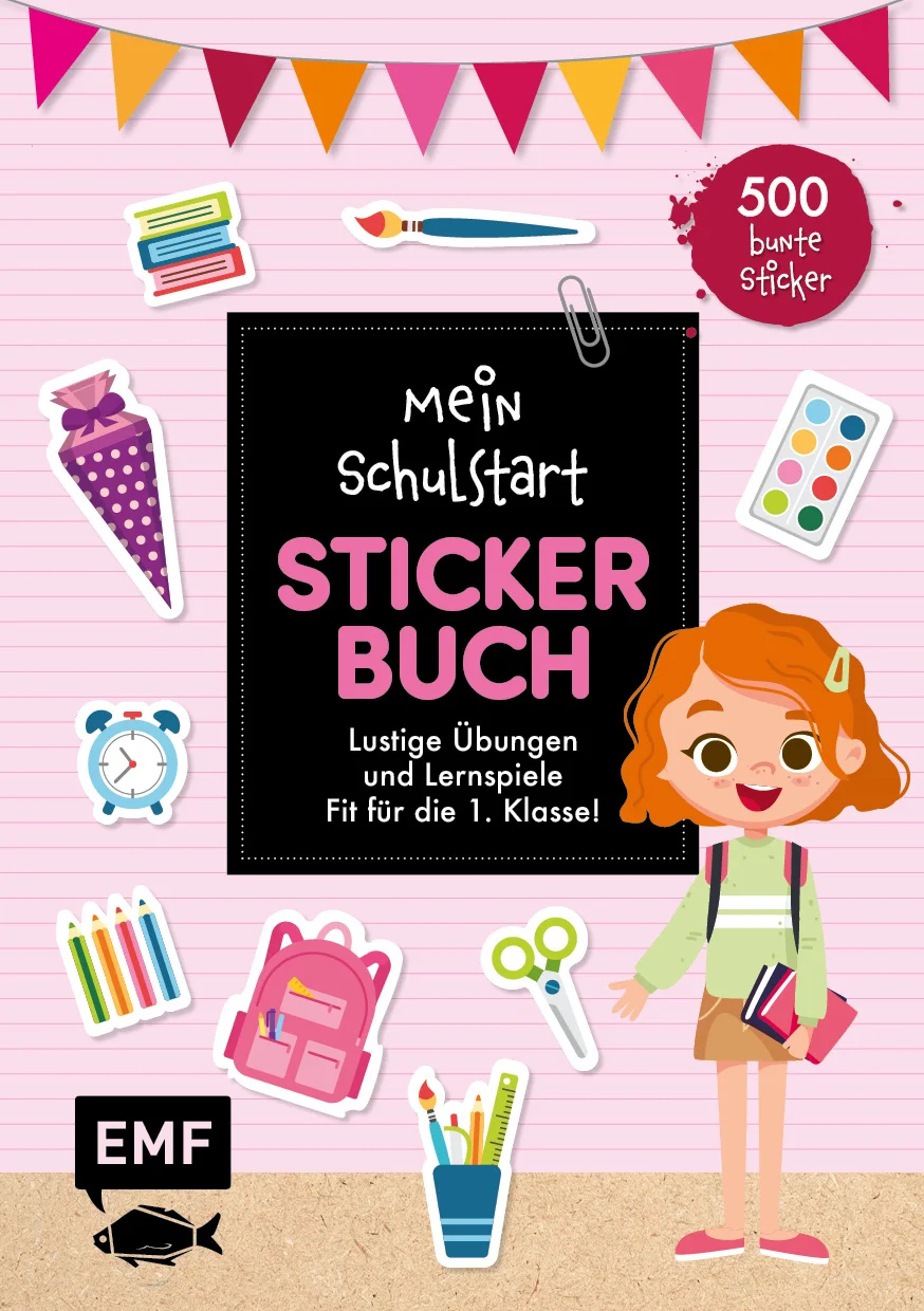 Herzlich Willkommen in der Schule! Mit über 600 Stickern, Lernspielen, Anleitungen und Tipps zum Vorfreuen und GestaltenEndlich ist der große Tag gekommen: Zum ersten Mal geht die Schule los! Über 600 Sticker warten darauf, auf die Hefte und Materialien der glücklichen Schulanfänger*innen geklebt zu werden. Und um diesen Meilenstein im Leben gebührend zu würdigen, gibt es auch noch viele Anleitungen, Lernspiele und Tipps rund um den Schulstart in diesem Buch zu finden.über 600 fröhliche Stickernützliche Anleitungen, Lernspielen und Tipps für einen gelungenen Schulstartzum Vorfreuen, Verzieren und Tauschenperfekt als Geschenk für die SchultüteOb Rucksack, Geodreieck oder Pausenbrot: In diesem Buch gibt es über 600 Sticker, um den neuen Alltag in der Schule zu entdecken. Ob allein oder mit den neuen Freund*innen – Stickern macht Spaß und fördert die Feinmotorik und die Koordination! Lernspiele helfen bei der Konzentration und bereiten ideal auf den Schulalltag vor. Perfekt zum Vorfreuen oder als Geschenk für die Schultüte.