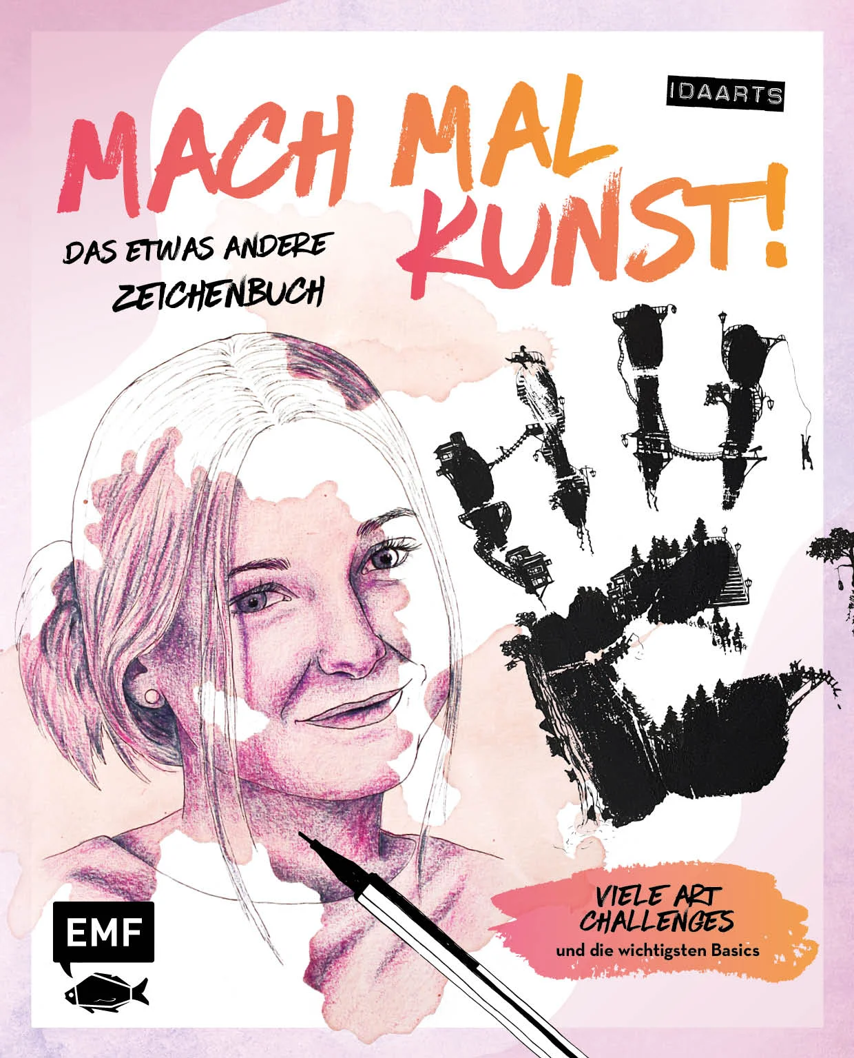Mach mal Kunst! Lerne zeichnen mit dem TikTok-Star idaarts und begegne der Welt mit offenen Augen und kreativen GedankenDie Autorin Ida Bourry, welche ein riesiges Publikum auf ihren Social-Media-Kanälen mit ihren erfrischenden Ideen begeistert, führt in Mach mal Kunst! Das etwas andere Zeichenbuch ein in die Kunst des Zeichnens mit dem kreativen Extra-Kniff.In einem Grundlagenteil zum Zeichnen teilt die Autorin ihr wertvolles Wissen zu Material und Technik. Hier kannst du Zeichnen mit unterschiedlichen Werkzeugen erlernen. So kommt der für die Kunst unverzichtbare Bleistift zum Einsatz, aber auch Kohle, Tusche und Fineliner. Im Kapitel „Check your skills“ können die gewonnen Basics-Skills anhand abwechslungsreicher Motive angewandt und geübt werden. Die vielfältige Motivwelt reicht von Tierdarstellungen über Porträts aus überraschenden Perspektiven und werden praxisnah Step by Step erklärt. Im Anschluss lädt dich das dritte Kapitel dazu sein, selbst mit dem Zeichenstift und ungewöhnlichen Materialien, wie z.B. Rotwein, Kaffee und Kaugummipapier, kreativ zu werden. Auf ein Motiv mit hilfreicher Step-by-Step-Anleitung folgt also eine Art Challenge an dich, die direkt im Zeichenbuch umgesetzt werden kann.Auf geht’s: Entdecke deine Zeichenskills, fühl dich frei und mach einfach mal Kunst!- Grundlagen zu Material und Technik und abwechslungsreiche Zeichenwerkzeuge- 18 inspirierende Motive Step by Step erklärt- Viele spaßige Art Challenges direkt im Zeichenbuch umsetzen- Kreatives Denken mit dem Zeichenstift üben- Wertvolles Wissen vom Profi für Anfänger*innen bis Fortgeschrittene