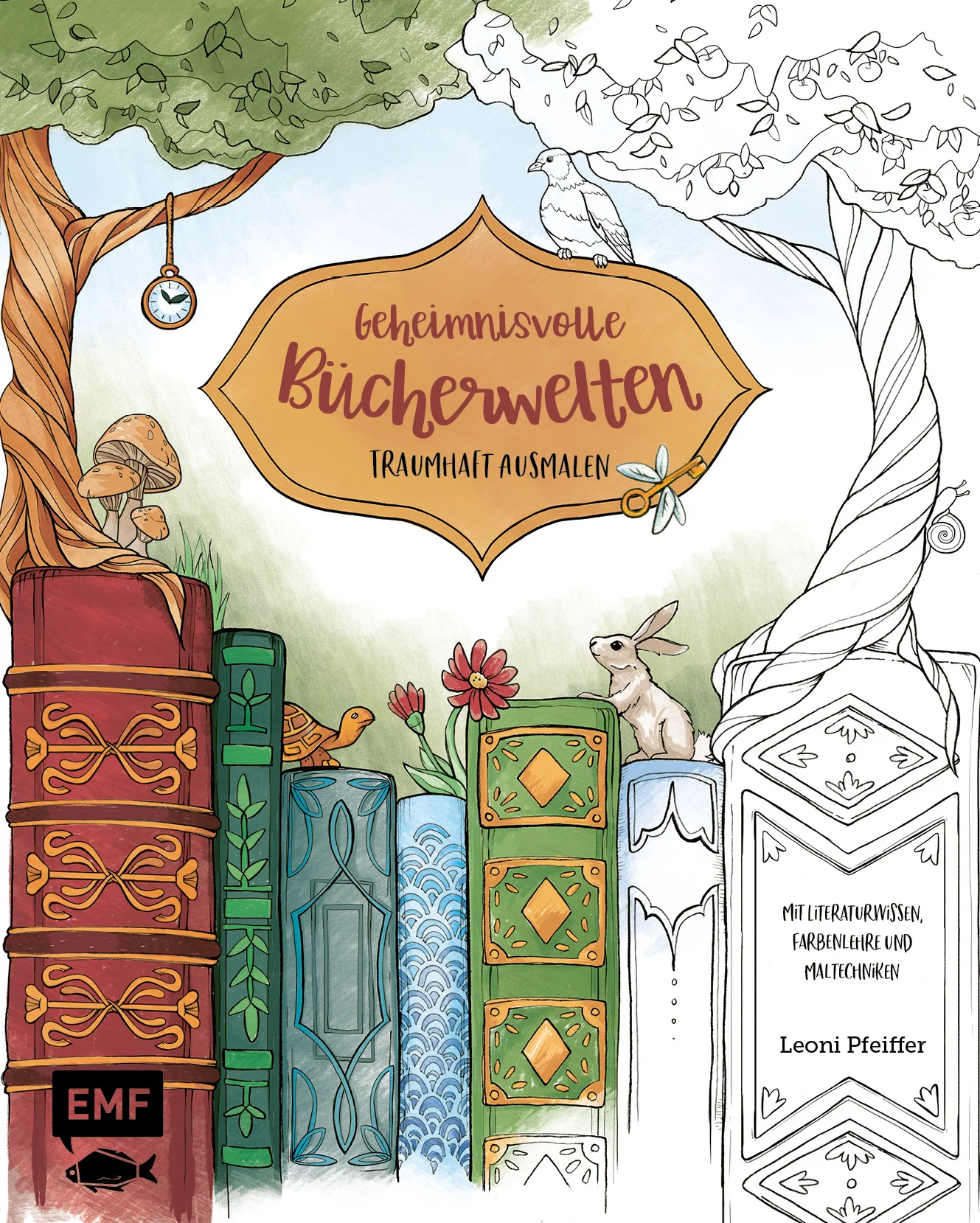 Eintauchen in die geheimnisvolle Welt der Bücher und mit dem Buntstift die liebsten Geschichten und Wesen aus der Literatur zum Leben erwecken.In diesem liebevoll und detailreich gestalteten Ausmalbuch lassen sich 40 Motive aus Märchen, Fabeln und anderen Geschichten mit Farbstiften entdecken und schillernde Bilderwelten gestalten. Ganz nebenbei sind zu vielen Motiven spannende Wissenshappen und Zitate aus der Welt der Literatur zusammengetragen, die als Anregung für den eigenen Ausmalprozess dienen können. Kleine Vorlagen zum Farben testen erleichtern zudem die perfekte Farbauswahl für das entsprechende Motiv.40 liebevoll und detailreich illustrierte Ausmalmotive aus der Welt der Bücher sorgen für Entspannung und Abwechslung Mit spannendem Wissen und Zitaten zu Buchklassikern wie Alice im Wunderland, Peter Pan, Romeo & Julia und mehrPraktische Grundlagen zu Farbenlehre, Material und Maltechnik  erleichtern den EinstiegMit vereinfachten Miniaturvorlagen zum Farben testen im BuchVon wunderschönen alten Wälzern über aufgestoßene Fenster mit wehenden Vorhängen bis zu aus Buchseiten entspringenden Tieren – in diesem Ausmalbuch ist für jede Menge Unterhaltung für Bücherfreunde gesorgt!