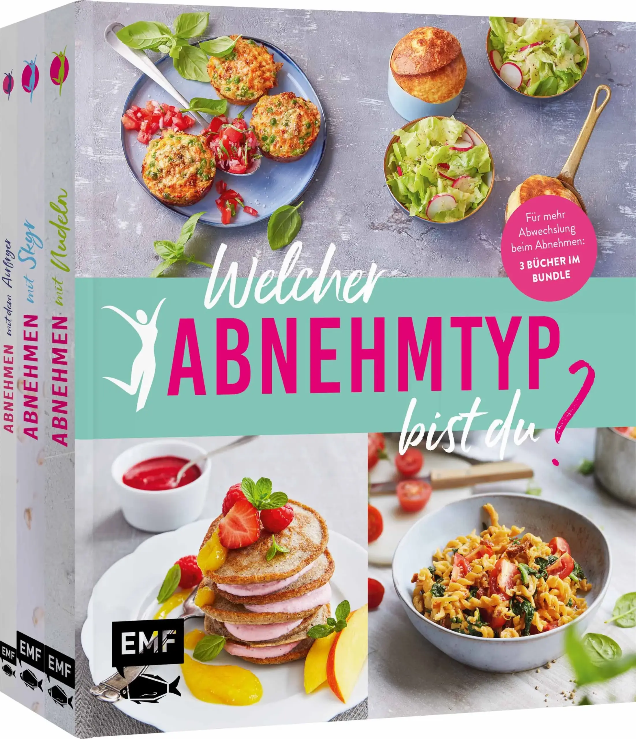 Abnehmen, wie es dir gefällt!Sich gesund ernähren und Gewicht verlieren klingt erst einmal anstrengend. Und was soll man da nur immer kochen? Tag für Tag an Rohkost-Sticks zu knabbern macht nun wirklich wenig Freude. Doch das ist gar nicht nötig! In diesem Buchpaket erwarten dich abwechslungsreiche und einfache Gerichte, mit denen die Pfunde purzeln wie von selbst. Probier doch mal etwas Neues aus:Von frischen Rezepten mit dem isländischen Powerfood Skyr über köstliche Pastaschlemmereien bis hin zu fettarmen Rezepten aus dem Airfryer130 spannende Kochideen bringen neuen Schwung in deine KücheAbnehmen mit Genuss: Hier muss niemand auf Aroma und Geschmack verzichtenMit diesem Buch-Bundle musst du nicht mehr lange überlegen, was du heute kochst, denn dein neues Lieblingsrezept wartet schon auf dich. Ob Linsen-Spinat-Lasagne, Gefüllte Paprika mit Bulgur-Tomaten-Mix oder Apfelstrudel-Täschchen mit Zimt und Rosinen – koche, was dein Herz begehrt, und das ganz ohne schlechtes Gewissen. So lecker war abnehmen noch nie!