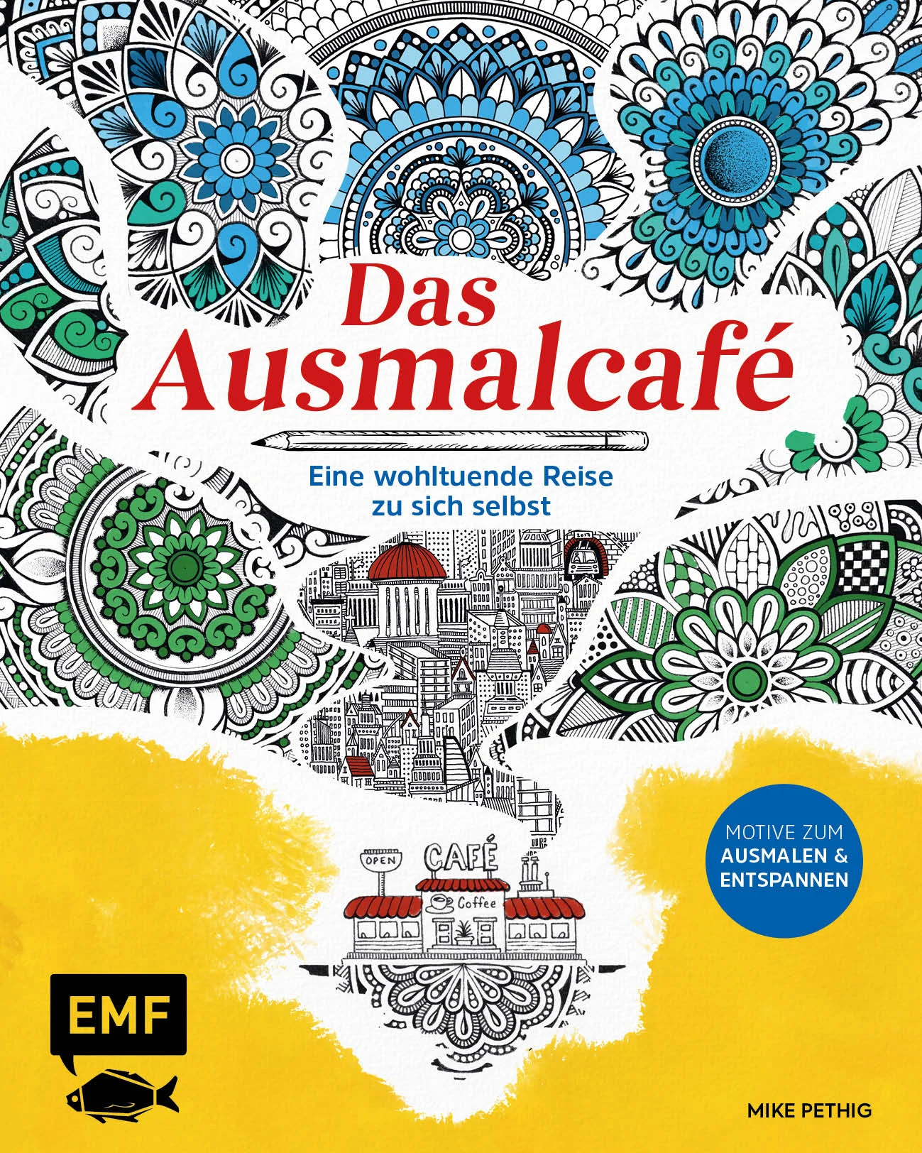 Mit dem Ausmalcafé in einzigartige Mandalas abtauchen und entspannen Was ist mir wichtig und was erfüllt mein Leben mit einem tieferen Sinn? Wer einfach mal innehalten will und sich nach Momenten der vollkommenen Entspannung sehnt, kann mit diesem Ausmalbuch in neue Gedankenwelten eintauchen.Das Ausmalcafé bietet 45 traumhaft-entspannende Motive des neuseeländischen Künstlers Mike Pethig (@macromicroart). Durch das Ausmalen der einzigartigen Motive lässt sich die eigene Lebensreise reflektieren und es entsteht ein farbenprächtiger Flow, in dem Sie sich selbst und den eigenen Wünschen näher kommen. 45 einzigartige Ausmalmotive zum Abschalten und EntspannenFarben hineingeben und den Sinn des Lebens ergründenDurch meditative Mandalas einfach in den Flow kommen und das eigene Leben reflektierenEin besonderes Ausmalbuch für Erwachsene, das Lebensfreude und Momente der Kontemplation schenkt