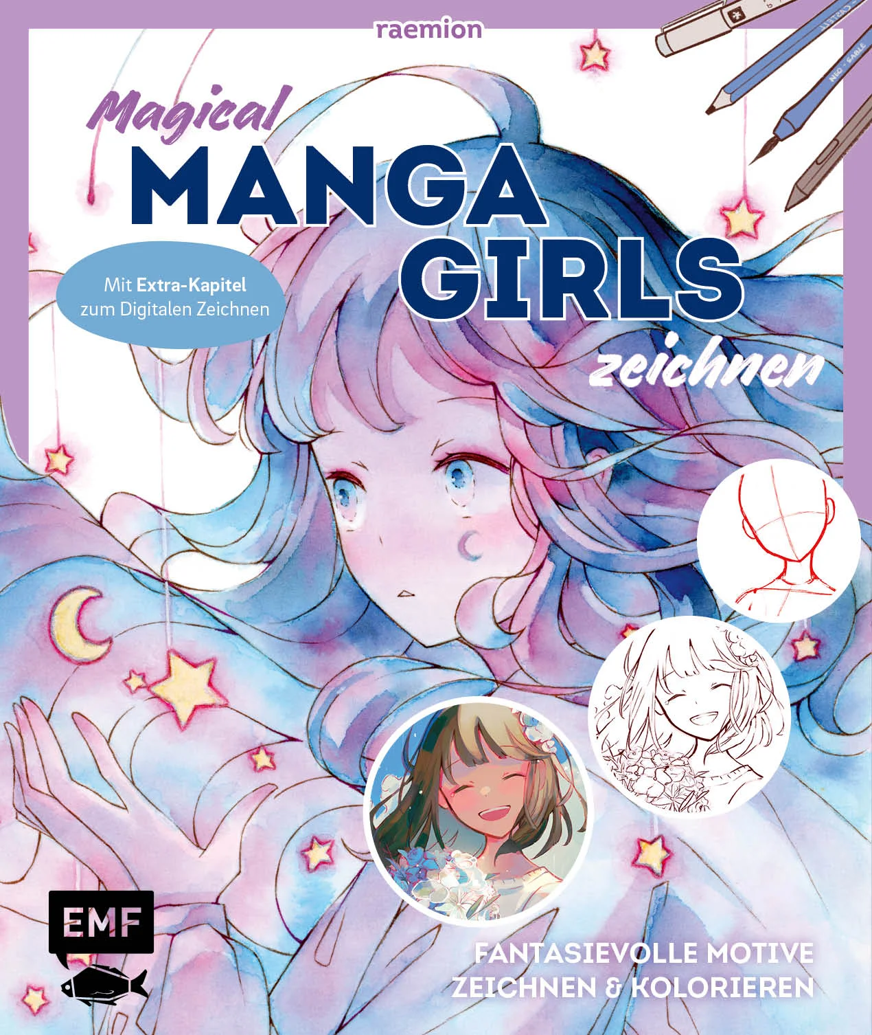 Werde zum Manga-Pro: Mit Schritt-für-Schritt-Anleitungen und allen wichtigen Basics einzigartige Manga-Charaktere erschaffenDie Mangakünstlerin raemion zeigt in diesem Buch, wie man 16 einzigartige Manga-Charaktere zeichnen und kolorieren kann – ob mit Fineliner, Watercolor oder digital. Um sich mit den Basics vertraut zu machen, gibt es zu jedem Zeichenmedium eine Einführung mit Materialempfehlungen und Technik-Tipps. Ob Anfänger*in oder Fortgeschrittene*r – werde mit diesem Buch zur Manga-Queen! Grundlagenteil mit Basics: sowohl traditionelle als auch digitale Materialien und Techniken ausführlich erklärt4 Medien in einem Buch, um vielfältige Zeichenstile auszuprobieren: Bleistift, Fineliner, Watercolor und Digital16 Charaktere erschaffen: von einfachen bis zu anspruchsvollen MotivenSchritt für Schritt zu eigenen Manga-Charakteren: Mit Tipps und Tricks vom Profi