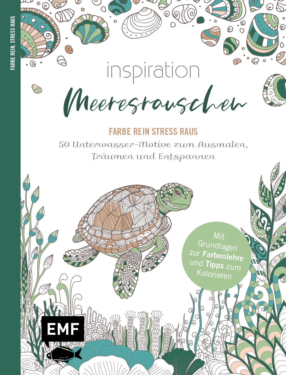 Farbe rein, Stress raus: Diese Ausmal-Reihe macht einfach glücklich!Im Ausmalbuch „Inspiration Meeresrauschen“ warten 50 entspannende Ausmalmotive darauf, nach Lust und Laune koloriert zu werden. Es gibt keine Regeln. Alles, was man benötigt, sind bunte Stifte und fünf Minuten Zeit. Folgen Sie Ihrer Inspiration und schöpfen Sie aus ihr neue Kraft!50 bekräftigende Motive zum Ausmalen und TräumenMit inspirierenden Zitaten Praktische Grundlagen zu Farbenlehre und Tipps zum KolorierenIm praktischen Format mit Softcover – für entspannende Ausmalmomente unterwegs und zu HauseDie beliebte Ausmal-Reihe für alle, die mehr Farbe in ihren Alltag bringen möchtenNur fünf Minuten Auszeit können im stressigen Alltag wahre Wunder bewirken. Das Ausmalen von abstrakten und figürlichen Motiven ist Yoga für das Gehirn und die ideale Möglichkeit, ohne großen Aufwand ruhiger zu werden und den Kopf frei zu bekommen. 