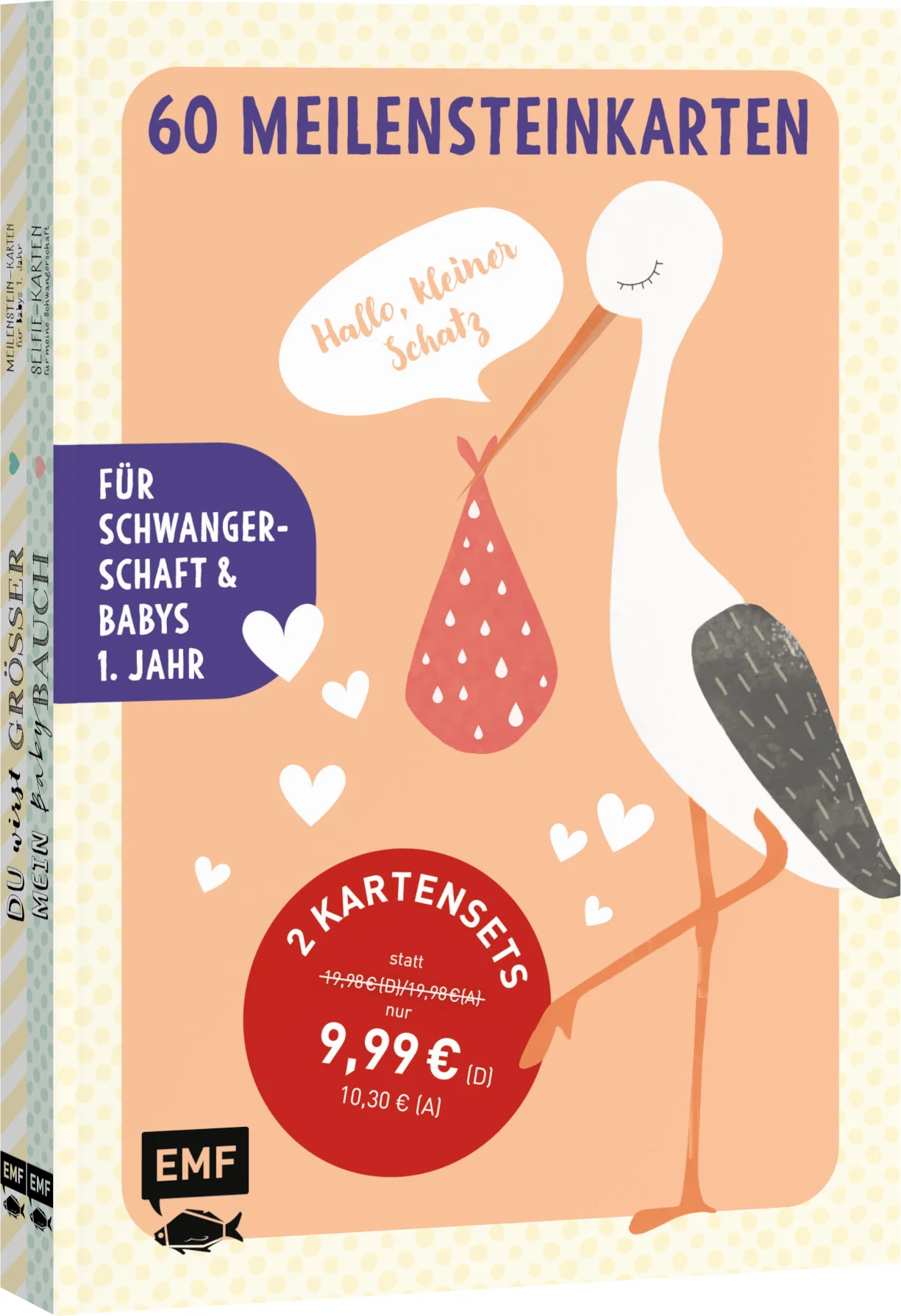 Ein schöner Begleiter für werdende Mütter und junge Eltern: Die Meilensteinkarten für die Schwangerschaft und die Meilensteinkarten für das 1. Lebensjahr bieten jede Menge Platz für wunderbare Momente und lebenslange Erinnerungen. Im Paket enthalten sind zwei geschenkige Boxen mit bezaubernd gestalteten Karten:Meilensteinkarten für die Schwangerschaft: Ob der monatlich wachsende Bauch oder das 1. Treten des Babys – die Schwangerschaft ist voll von besonderen Momenten. Mit den Selfie-Karten für die Schwangerschaft können diese wunderbar festgehalten und kreativ inszeniert werden. Wie funktioniert’s? Ein Foto mit der entsprechenden Karte machen und mit den Verwandten teilen oder für sich selbst als Erinnerung. Die bezaubernd gestalteten Karten sind in einer hübschen geschenkige Box verpackt.Meilensteinkarten für das 1. Lebensjahr: Heute wirst Du 5 Monate! Das erste Lächeln, der erste Brei, die ersten Schritte - im 1. Lebensjahr gibt es so viele wichtige und wunderschöne Ereignisse, die Mama und Papa festhalten wollen. Die 30 Meilenstein-Karten helfen dabei, diese besonderen Momente ganz kreativ zu inszenieren: Die passende Karte wird am entsprechenden Tag neben das Baby gelegt - Foto! - Für sich selbst oder mit den Verwandten teilen. Die von Mary-Ann Weber (