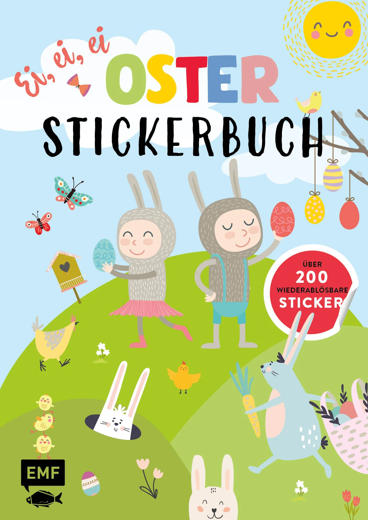 Ei, ei, ei, lustige Stickerei mit Ostermotiven für Kinder ab 4 JahrenIn diesem Stickerbuch warten über 200 süße Sticker darauf, in die vielen frühlingshaften Szenen geklebt zu werden oder Osternest und Ostereier zu verzieren. Dabei können Kinder ab 4 Jahren ihrer Kreativität freien Lauf lassen. Mümmelt der Osterhase auf der Wiese oder ist er schon auf dem Weg zum Eier färben? Das Besondere: Dank der wiederablösbaren Sticker nimmt der Bastelspaß kein Ende und es können immer wiederneue frühlingsfrische Szenen erschaffen werden.200 wiederablösbare StickerViele frühlingshafte Hintergrundszenen mit tollen StickeraufgabenSpielerisch die Feinmotorik trainierenFür Kinder ab 4 JahrenEndlich ist es so weit! Der Osterhase macht sich auf den Weg, vorbei an Küken und Schmetterlingen, die Eier zu färben und für die Kinder zu verstecken. Schnell noch an den Blumen geschnuppert und dann geht es los. Spielerisch wird mit diesem Stickerbuch die Zeit bis zum Osterfest verkürzt und der Frühling gefeiert. Durch die über 200 Sticker können Stickermeister ab 4 Jahren ihre eigenen Geschichten gestalten. Die Sticker lassen sich leicht wieder ablösen, sodass immer neue Geschichten erzählt werden können. Für den großen Stickerspaß zu Ostern!