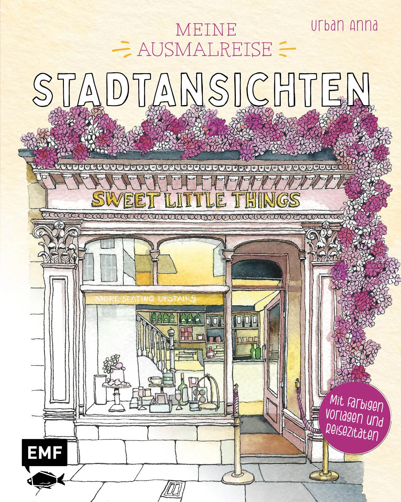 Komm vorbei und entdecke die interessantesten, inspirierendsten und skurrilsten Fassaden aus aller Welt im ersten Ausmalbuch der Instagram-Sensation Urban Anna. Von Cafés und Kneipen bis hin zu Bürogebäuden und Teestuben – gestalte die hübschen und detaillierten Motive mit individuellen Farben nach deinem eigenen Geschmack. Die original kolorierten Illustrationen auf der gegenüberliegenden Seite bieten dir dabei eine Orientierungshilfe oder Vorlage, während du dich von den stimmungsvollen Reisezitaten inspirieren lassen kannst. Ideal zum Verschenken oder selbst Einrahmen. Auf den Seiten dieses Buches wartet eine kreative urbane Welt darauf, mit Farbe zum Leben erweckt zu werden!45 Hausfronten aus aller Welt zum Ausmalen und Wegträumen – süße Cafés, niedliche Läden und prachtvolle Fassaden Mit inspirierenden Reisezitaten zu allen Reisezielen und harmonischen FarbpalettenAlle Ausmalmotive auch als kolorierte Illustration der beliebten Künstlerin Urban Anna enthalten