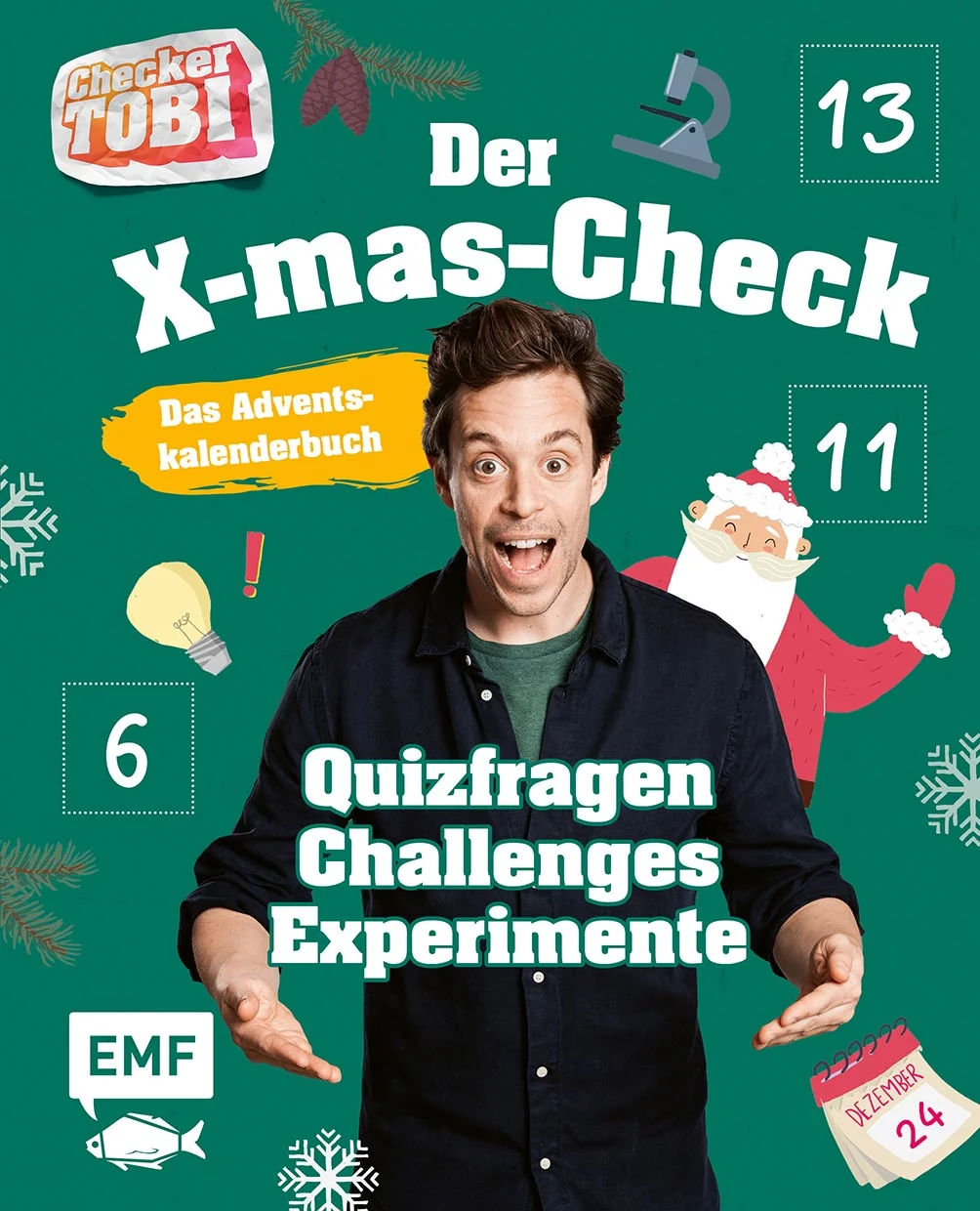 Bring Abenteuer in den Advent mit Checker Tobi!Das erste Mitmach-Adventskalender-Buch von Checker Tobi aus der beliebten gleichnamigen Kinderwissenssendung. Mit dem X-mas-Check vergeht die Zeit bis Weihnachten wie im Flug. Entdecke jeden Tag eine spannende Überraschung zum Rätseln, Experimentieren und Staunen.24 Überraschungstürchen: verrückte Challenges, spannende Quizfragen und verblüffende Experimenteperforierte Seiten zum Auftrennenfür neugierige Kids ab 6 Jahrenfür alle Fans der beliebten KinderwissenssendungWeihnachtsbaum-Challenge, Raketen-Power oder Flaschenzug-DIY: Einfach die perforierten Buchseiten auftrennen und eine bunte Mischung an abwechslungsreichen Mitmachideen entdecken. Neben Experimenten und coolen Challenges gibt es im X-mas-Check auch jede Menge spannendes Sachwissen zu entdecken: Wie viele Nadeln hat ein mittelgroßer Tannenbaum? Wo liegen eigentlich die Weihnachtsinseln? Und woher stammt der Krampus-Brauch? Zum Abschluss kannst du dein neugewonnenes Wissen in einem kleinen Rätsel testen. Der perfekte Mitmachspaß für neugierige Kids und Fans von Checker Tobi, bekannt aus TV, Film und Podcast.Langeweile im Advent kommt für dich nicht in Frage? Dann lass jetzt den großen X-mas-Check beginnen!