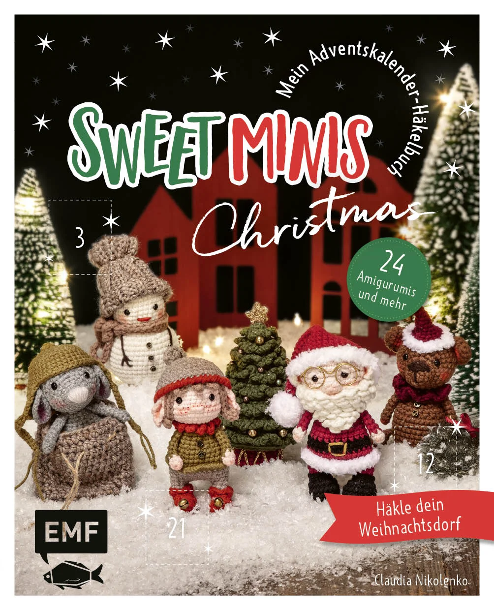Have a very Mini-Christmas!Diese Vorweihnachtszeit wird kreativ! Schnapp dir deine Häkelnadel und kuschel dich auf dein Sofa – 24 niedliche Häkelfiguren im Miniformat sorgen mit ihren liebevollen Details für entspannte Häkelpausen vom Weihnachtstrubel. Hinter den Türchen dieses Adventskalenders haben sich die Bewohner*innen des Weihnachtsdorfs versteckt, die schon ungeduldig darauf warten, von dir gehäkelt zu werden! Mit ihren süßen 7-10 cm Größe sind sie im Handumdrehen gehäkelt, sodass du dir jeden Tag bis Weihnachten mit einer kleinen Häkelei versüßen kannst.24 weihnachtliche Amigurumis und mehr für dein Weihnachtsdorf häkelnJeden Tag bis Weihnachten ein Türchen öffnen und dank des süßen Mini-Formats noch am selben Tag häkelnPerfekt zum Verschenken, als Weihnachtsdekoration und als süße AnhängerIm Weihnachtsdorf herrscht großer Trubel, schließlich sind nur noch 24 Tage bis Weihnachten! Nach und nach füllt sich dein kleines Dorf mit deiner Häkelnadel mit Weihnachtsmann und -frau, ihren kleinen Helferchen wie dem Wichtel und dem Elf, Nussknacker und natürlich auch einem Weihnachtsbaum, einer Lokomotive und so viel mehr! Die niedlichen Details wie kleinen Glöckchen und dicken Pudelmützen sorgen für die Extraportion Festlichkeit!