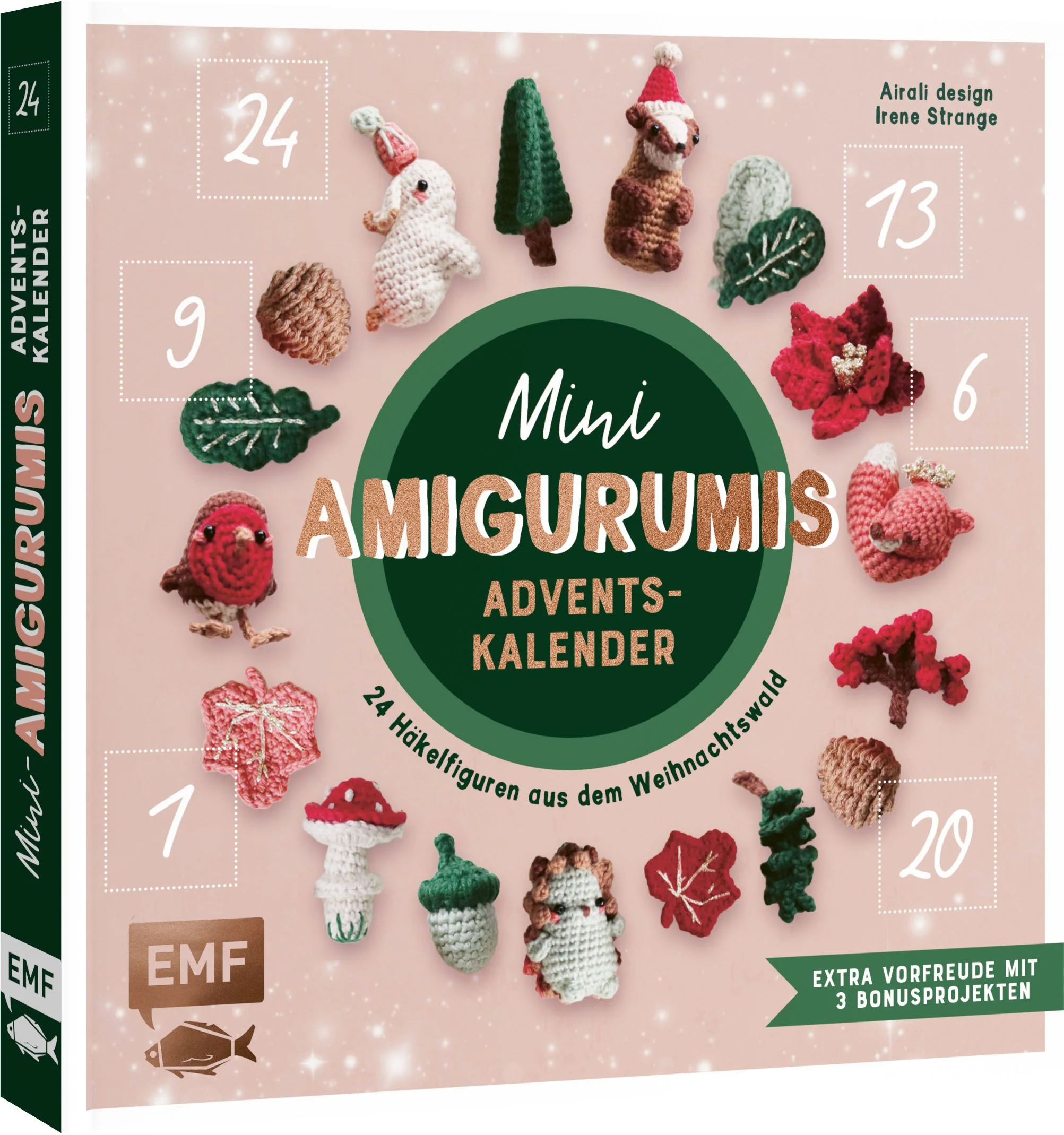 Mach´s dir gemütlich mit Wolle & Häkelnadel und lass dich vom Weihnachtswald und seinen Bewohnern verzaubern!Die 24 Mini-Häkelfiguren in diesem Adventskalenderbuch begleiten dich durch die turbulente Weihnachtszeit und verschaffen dir entspannte Häkelpausen mit kleinen Projekten zum Dahinschmelzen. Im Mini-Format von 4–8 cm Größe sind die süßen Amigurumis und mehr superschnell gehäkelt. Die niedlichen kleinen Waldbewohner erwarten dich schon hinter den Türchen – wer und was mag dir wohl auf deinem Weg durch den Winterwald begegnen? Drei Bonusprojekte machen den festlichen Häkelzauber im Advent perfekt. 24 süße Amigurumis und mehr für die Adventszeit häkelnJeden Tag bis Weihnachten ein Türchen öffnen und dank des süßen Mini-Formats noch am selben Tag häkeln 3 weihnachtliche Bonusprojekte und festliche ExtrasPerfekt zum Verschenken, als Weihnachtsdekoration und als süße AnhängerWeihnachten steht vor der Tür und die Tiere im Wald können es kaum erwarten. Eins nach dem anderen wird zum Leben erweckt durch deine Häkelnadel. Die Eule sieht noch ganz schläfrig aus, doch zwischen den Büschen und Blättern spielen die Häschen und das Eichhörnchen sammelt fleißig Nüsse. Machen sich die Waldbewohner etwa bereit für eine Party?
