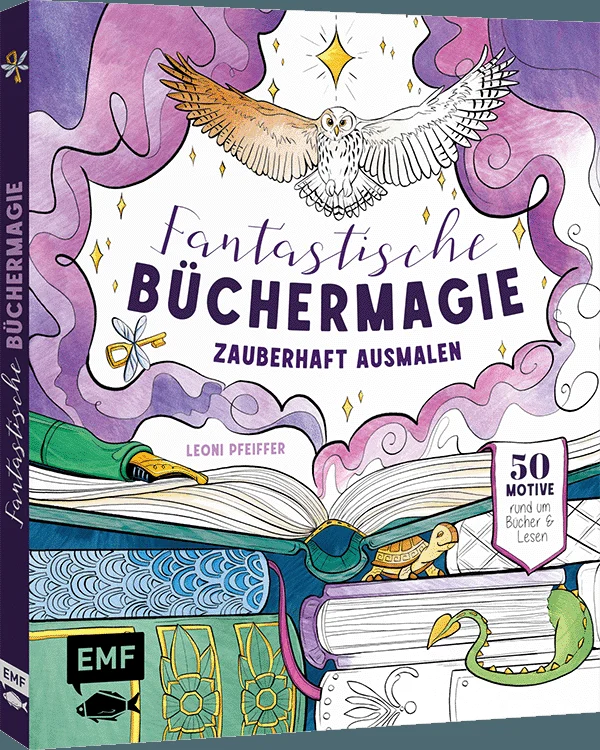 Tauche ein in eine Welt voller Magie, Fantasie und Bücher!In diesem liebevollen und detailreichen Ausmalbuch lassen sich 50 Motive rund um das Thema Bücher und Lesen mit Farbstiften entdecken und magische Lesewelten gestalten. Mit bibliophilen Illustrationen zum Ausmalen kannst du für eine Auszeit aus dem Alltag in magische Geschichten und gemütliche Bibliotheken eintauchen, Fabelwesen und kreative Schreibplätze entdecken.50 fantastische Ausmalmotive aus der Welt der Bücher für eine cosy AuszeitVon Nymphen und Zauberern, zu berühmten Bibliotheken und Büchern, Agatha Christie und RomancePraktische Grundlagen zu Farbenlehre, Material und Maltechnik