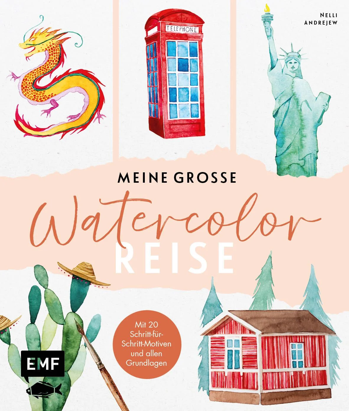 Boarding Call: Mit Watercolor um die Welt Mach dich auf zur großen Watercolor-Reise! Entdecke mit 20 einzigartigen Motiven beliebte Wahrzeichen, ikonische Architektur und exotische Tiere aus allen Erdteilen. Der Eifelturm, bunte Jaipur-Elefanten und japanische Winkekatzen verzaubern und entführen in die entlegensten Winkel Asiens, Europas, Ozeaniens und zu vielen weiteren Orten. Ausgestattet mit allen wichtigen Grundlagen, Techniken und Materialien können sowohl Anfänger*innen als auch Fortgeschrittene mit Watercolor die Reise sofort starten. Dein Abenteuer beginnt jetzt: Mit allen wichtigen Grundlagen zu Material und Technik und mit vielen Tipps und Tricks können auch Anfänger*innen sofort auf Weltreise gehen Motivvielfalt aus aller Welt: 20 Fernweh- und Entdecker-Motive aus allen Kontinenten Step by Step erklärt Sightseeing für die Seele: Die blaue Moschee, hyggelige Skandi-Waldhütten, die Freiheitsstatue und viele weitere ikonische, exotische und verträumte Motive, um dich in deinen nächsten Urlaub zu Träumen 