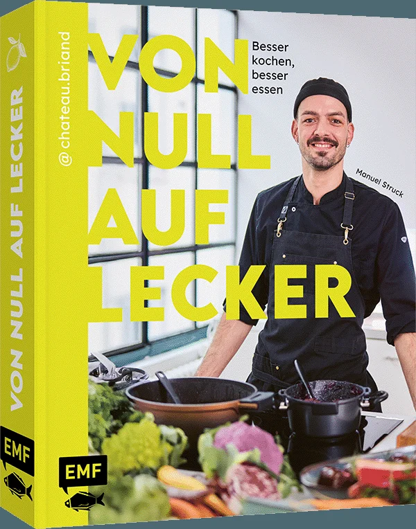 Lernen kann so lecker sein!Manuel Struck, der beliebte Content Creator und Profikoch, den meisten besser bekannt als chateau.briand, hat mit sehr viel Herzblut eine anschauliche, leicht verständliche und innovative Kochschule geschrieben. Sie ist für alle geeignet, die gerade dabei sind, sich ihre ersten Sporen an Pfanne, Topf und Co zu verdienen. Und auch für alte Hasen am Herd gibt’s noch einiges Wissenswerte zu entdecken, denn Manuels Kochwissen ist außergewöhnlich, er hat nicht nur sein Handwerk von der Pike auf gelernt, er ist auch immer offen für Neues, experimentiert gern und kann sich dabei jederzeit auf seinen untrüglichen Gaumen verlassen. Mit diesem geballten Wissen wird er nicht nur seine zahlreichen treuen Follower glücklich machen, sondern auch all diejenigen begeistern, die sich in der Küche bisher noch nicht ganz so viel zutrauen. Manu zeigt euch, wie's funktioniert. Versprochen!·      Anschauliche Step-by-step-Anleitungen zu vielen Kochbasics·      Tipps zur sinnvollen Vorratshaltung und Arbeitsplanung, unverzichtbaren Kochtechniken, praktischen Küchentools u.v.m.·      Kenntnisreiche Anleitungen in die Grundlagen des Kochens, von Schneidetechniken bis zu Grundsaucen·      Eine feine Auswahl an Rezepten – von Klassikern bis Soulfood, die dank Manuels Tutorials problemlos gelingen