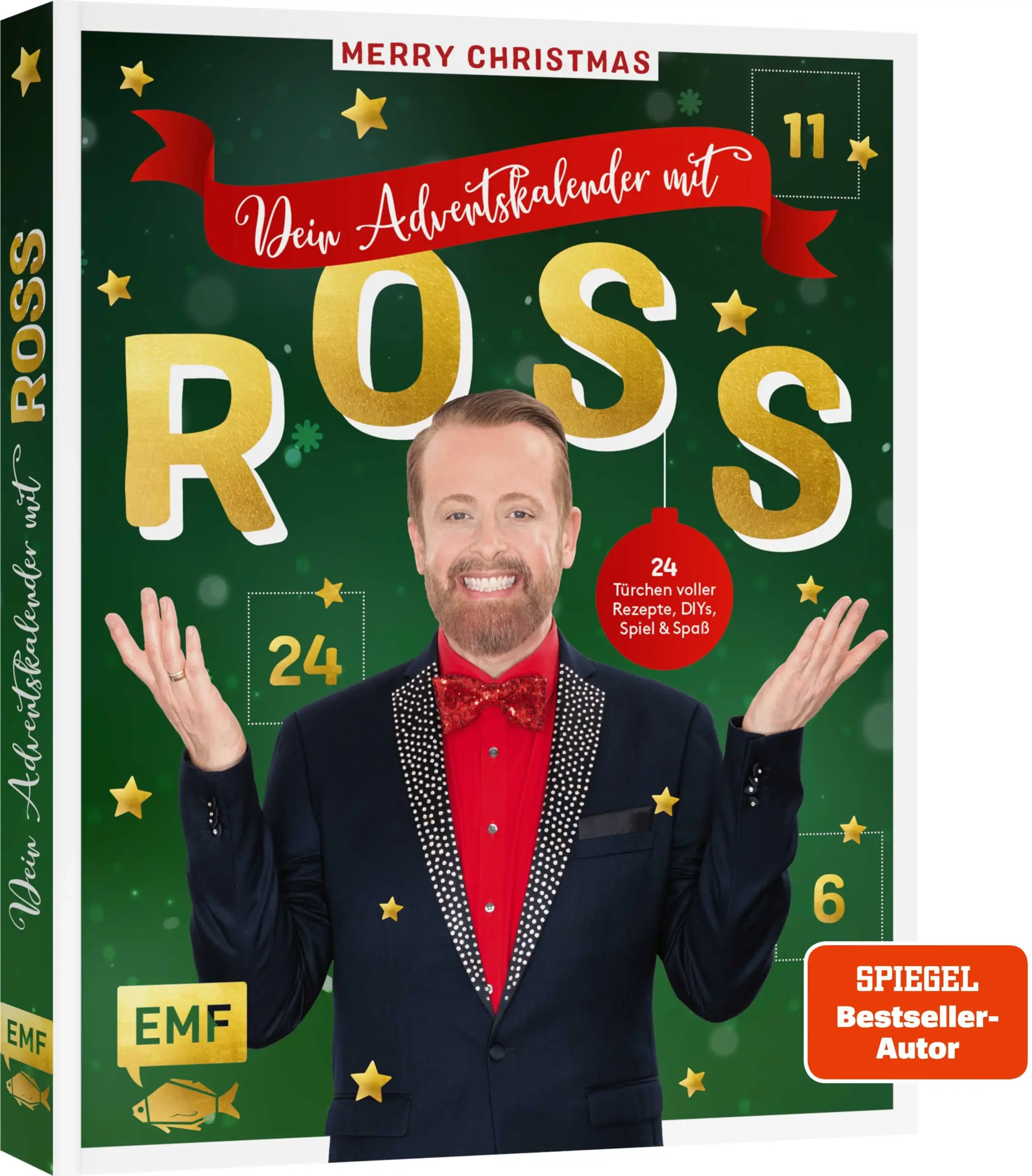 Es wird weihnachtlich bei Ross Antony: Der erste Adventskalender des TV- und Schlager-LieblingsNach dem großen Erfolg seiner Backbücher legt Ross Antony nach. Mit seinem Adventskalender vergeht die Zeit bis Weihnachten wie im Flug! Lass dich von den 24 Türchen voll mit leckeren Rezepten, schönen Weihnachts-DIYs von Ross, witzigen Spielen und ganz viel British-Christmas-Feeling begeistern!24 Türchen voller WeihnachtszauberMit perforierten Seiten zum AuftrennenOb Rezepte, DIYs oder Spiel und Spaß: Hier ist für alle etwas dabei! Britische Christmas Crackers, Peanut Butter Fudge und wunderschöne Weihnachtsdeko: Einfach die perforierten Buchseiten auftrennen und jeden Tag eine neue Weihnachtsüberraschung entdecken. Neben DIYs, Rezepten und Spielen gibt es auch Spannendes über Ross zu erfahren: Wie feiert der Publikumsliebling wohl Weihnachten? Findet es im 