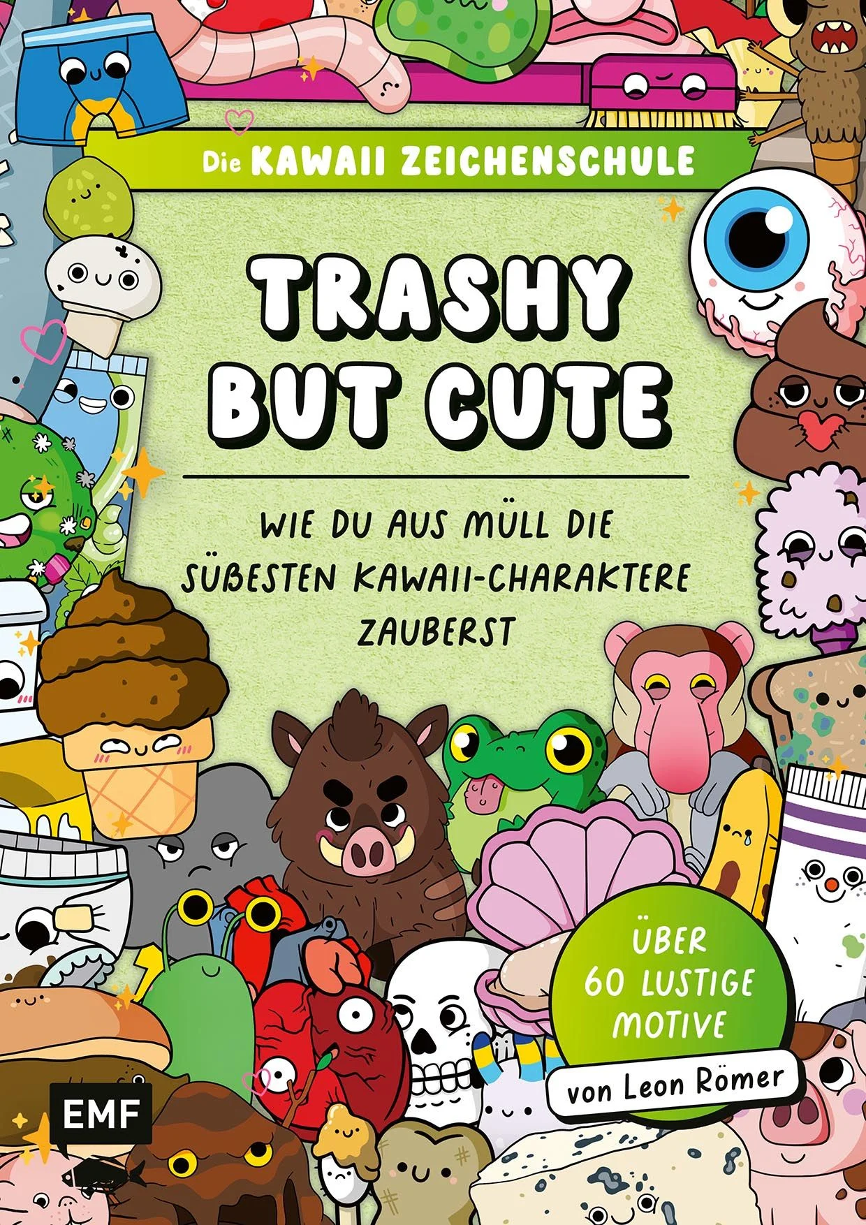 Der niederländische Kawaii-Bestseller jetzt endlich auf deutsch! Kinderleicht niedlich zeichnen lernen mit Motiven der etwas anderen Art.Tauche ein in die bunte Welt der Kawaii-Zeichnungen – aber nicht so, wie du sie vielleicht erwartest! Über 60 lustige Zeichenmotive zeigen dir, wie niedlich die verdreckte Seite unseres Alltags sein kann. Denn auch Müll, Essensreste und gruselige Tiere können zuckersüß sein, wenn man es nur richtig anstellt! Neben den Schritt-für-Schritt-Anleitungen teilt Leon Römer seine besten Zeichenübungen, sowie unzählige Tipps und Tricks zum Zeichnen und Ausmalen seiner niedlichen Kawaii-Charaktere. Schauderhaft süße Motive und jede Menge Zeichenspaß – mal anders! Entdecke mit über 60 lustigen Motiven die kawaii Seite des 