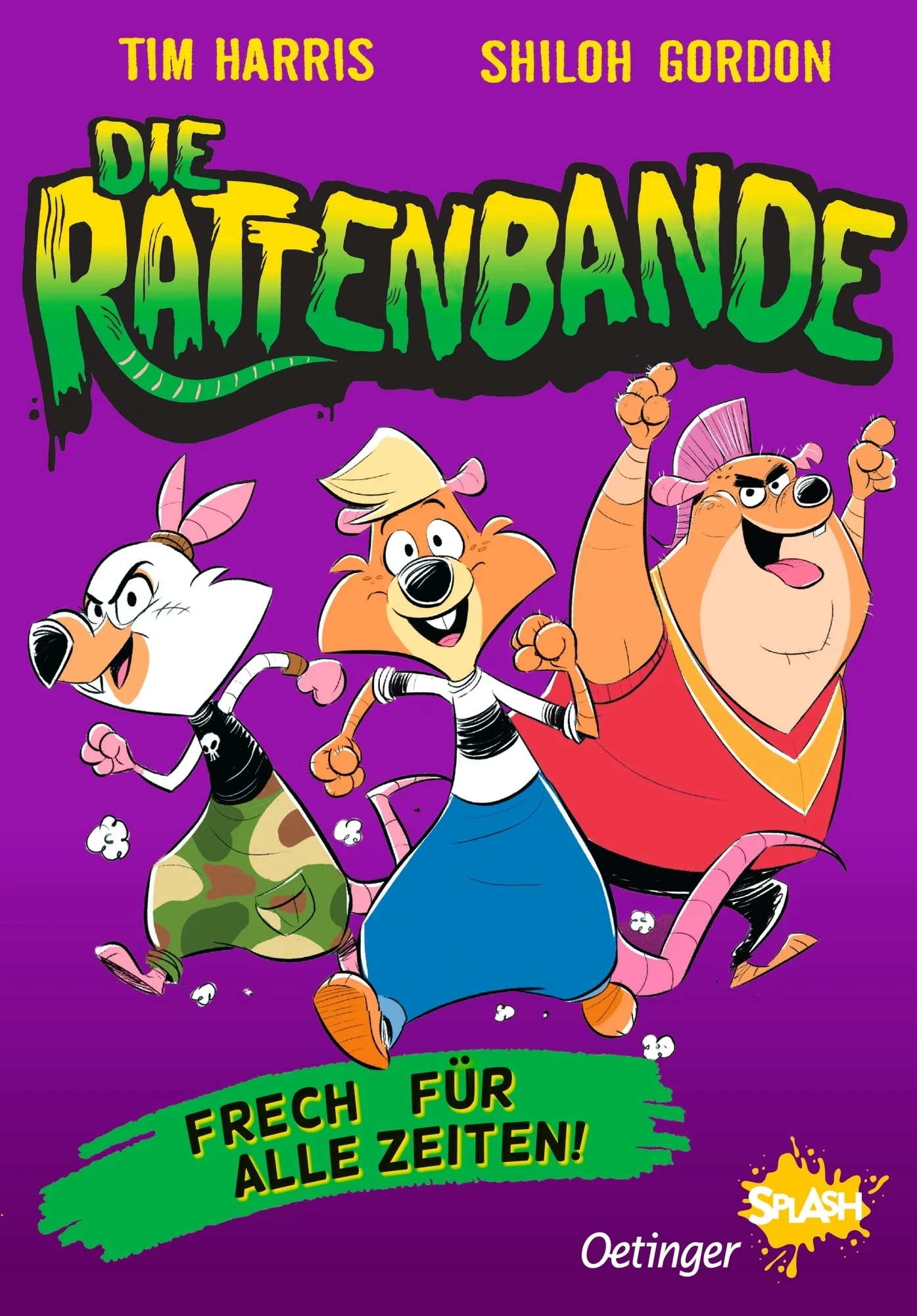 Vorhang auf für die Rattenbande!Die Rattenbande ist in der Stadt – und sie hat nicht nur jede Menge Unsinn im Gepäck, sondern auch leckere Pizza! Die Ratten sind wilde Racker. Sie brechen alle Regeln, treiben Unsinn und sind alle gleich. Alle, bis auf einen: Puzzle liebt Ordnung und Regeln. Doch als er auf zwei besonders verwegene Ratten trifft, wird seine Welt plötzlich auf den Kopf gestellt. Gemeinsam starten sie den größten Pizzaraub aller Zeiten! Wird seine neu entdeckte Liebe zur Pizza aus dem braven Puzzle den übelsten Ratten-Racker von allen machen? Band 1 der Reihe „Die Rattenbande“ ist ein rasanter und lustiger Comic-Roman für Leseanfänger ab 7 Jahren voller Chaos, Pizza und Freundschaft!Die Rattenbande: Ein riesengroßer, rasanter und rotzfrecher Lesespaß Rattenstarkes Lesevergnügen: Ein kurzweiliger Comic-Roman für Leseanfänger, Lesemuffel und Leseratten ab 7 Jahren. Ein Riesenspaß für leseungeübte Kinder: Frech und humorvoll geschrieben, mit kurzen Kapiteln und überschaubarer Textmenge. Perfekt für die Zielgruppe: Mit vielen lustigen Illustrationen. Oetinger SPLASH: Spannende Leseabenteuer für Leseanfänger. Doppelter Lesespaß: Band 1 und 2 erscheinen zeitgleich, so dass die Kinder direkt in das nächste Abenteuer eintauchen können. Die Rattenbande sind tierisch witzige Comic-Romane für leseungeübte und lesefaule Kinder ab 7 Jahren. Ein geniales Geschenk von Eltern und Großeltern für Leseanfänger und Lesemuffel, die Spaß an frechen Geschichten und lustigen Charakteren haben!