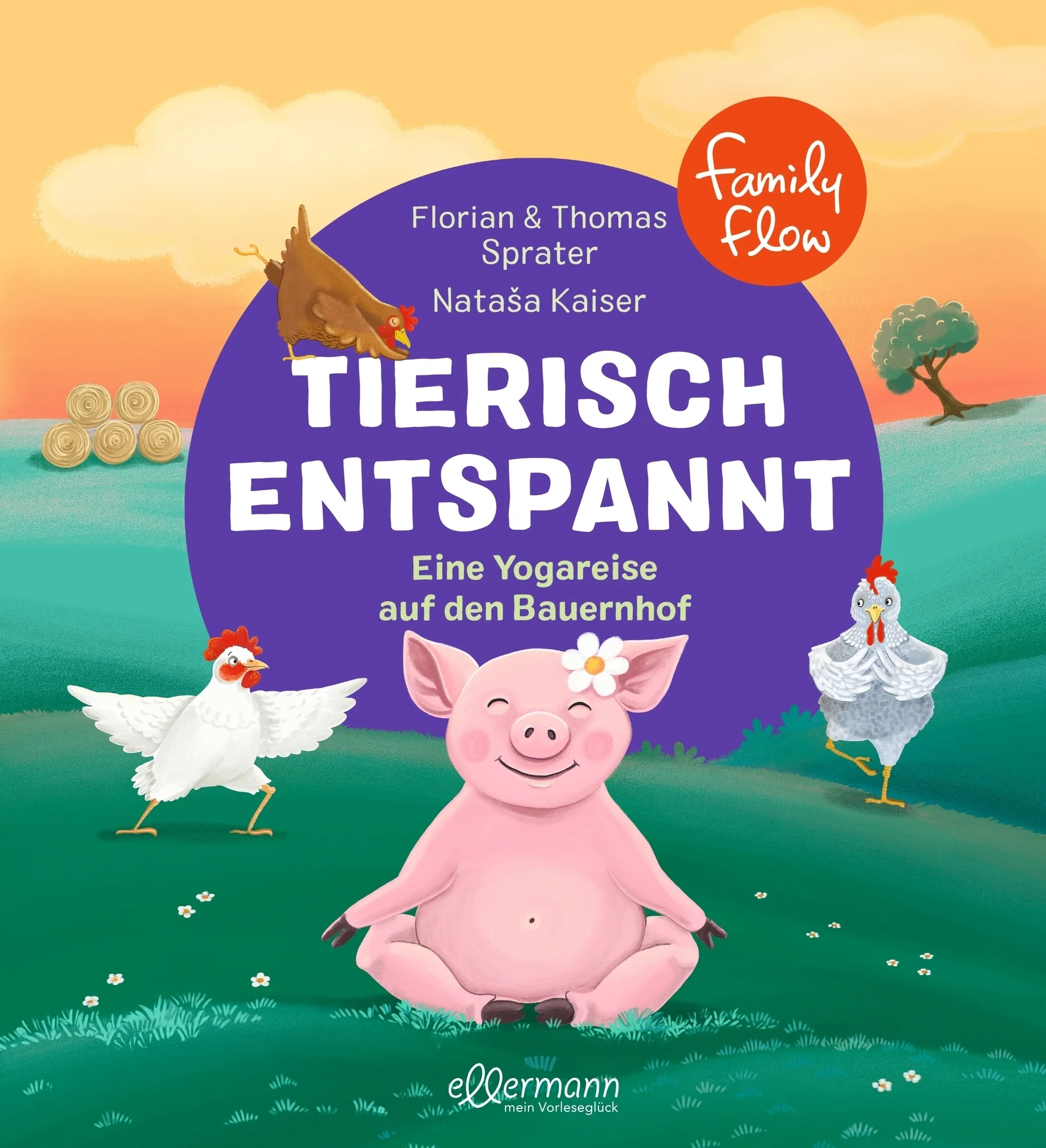 Bauernhof-Kinderyoga: Entspannt die Familie tierisch! Mach mit den Kleinsten eine Fantasiereise auf den Bauernhof – und „ganz nebenbei“ Yoga. Dieses Kinderyoga-Bilderbuch mit Hühnern und Ferkeln ist ein schwungvoller und fröhlicher Einstieg für kleine Kinder in die Welt des Yoga. Eine lustige Geschichte führt durch die praxiserprobten Yoga- und Achtsamkeitsübungen. Ihr braucht weder Hilfsmittel noch Vorkenntnisse, um mit diesem Familien-Ritual Stress abzubauen, zur Ruhe zu kommen und eure Stärke zu spüren –  kurz in Family Flow zu kommen.  Entwickelt hat dieses Bilderbuch mit Yoga für Kinder der bekannte und erfahrene Yogalehrer Florian Sprater, der in einigen Schulen und Kitas mit seinen Entspannungsübungen bereits fester Bestandteil des Lehrplans ist. Und vielleicht ja auch schon bald in eurem Familien- oder Kindergarten-Alltag.  Mit Om und Muh zu mehr Balance im Familien-Alltag. Kinderyoga auf dem Bauernhof: Eine fantasievolle Reise auf den Bauernhof, kombiniert mit Yoga und Achtsamkeit, perfekt für Kinder ab 3 Jahren. Erfahrener Autor: Entwickelt von dem renommierten Kinderyogalehrer Florian Sprater, bekannt für seine praxiserprobten Übungen in Schulen und Kitas. Stressabbau und Entspannung: Fördert Stressabbau, Ruhe und innere Stärke – ideal für den Familienalltag. Einfach und ohne Hilfsmittel: Keine Vorkenntnisse oder spezielle Hilfsmittel erforderlich – leicht umsetzbar für Eltern und Erzieher*innen. Fördert Familienbindung: Stärkt die Verbindung innerhalb der Familie durch gemeinsame Aktivitäten und Entspannungsrituale. Vielseitig einsetzbar: Perfekt als Familienritual, Kita-Angebot oder kurze Entspannungspause zwischendurch. Spielerische Yoga-Übungen: 10 kindgerechte Bewegungs- und Achtsamkeitsübungen, verpackt in eine lustige Geschichte. Unterhaltsame Illustrationen: Lebendige und fröhliche Illustrationen, die die Übungen begleiten und die Fantasie der Kinder anregen. Praxiserprobt: Die Übungen sind vielfach erprobt und in vielen Bildungseinrichtungen erfolgreich integriert. Ganzheitlicher Ansatz: Vereint körperliche Bewegung mit mentaler Entspannung und Achtsamkeit – für eine ausgewogene Entwicklung.