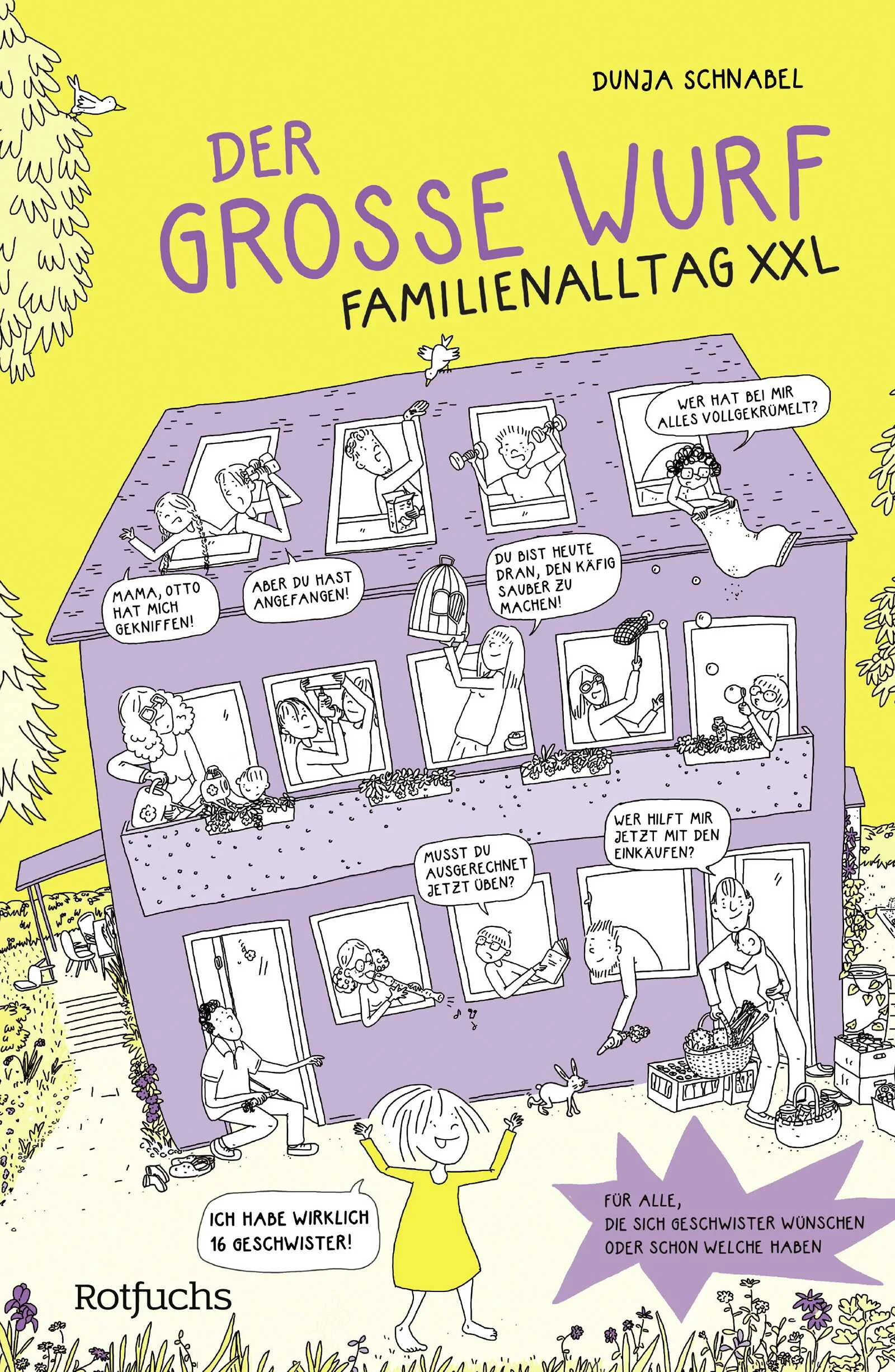 Großfamilie XXL – ein Leben mit 16 GeschwisternEin witziger und hintergründiger Comic über eine richtig große Familie – für alle, die schon immer wissen wollten, wie ein Familienleben in XXL eigentlich wirklich funktioniert.Hast du wirklich 16 Geschwister? Das ist ja mehr als eine Fußballmannschaft! Sind die alle von denselben Eltern? Passt ihr denn alle in ein Haus? Da feiert ihr ja dauernd Geburtstag!Humorvoll und warmherzig erzählt Dunja Schnabel in Comicbildern von ihrer Kindheit in einer XXL-Familie und räumt dabei ganz nebenbei mit Vorurteilen gegenüber kinderreichen Familien auf. Denn so anders ist das Leben in einer Familie mit vielen Kindern auch nicht – oder?Ein fulminantes Erinnerungsstück einer bunten und ungewöhnlichen Kindheit