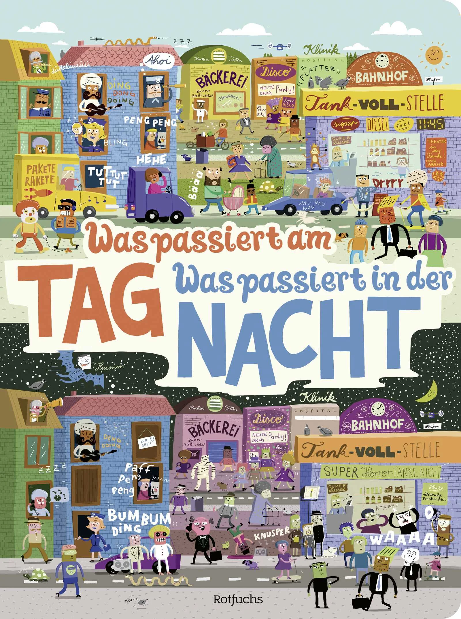 Eine spannende Wimmelreise für kleine EntdeckerWas ist in der Nacht eigentlich anders als am Tag? In diesem Pappbilderbuch gibt es jede Menge zu entdecken und vergleichen!Am Tag herrscht reges Treiben – in der Stadt wuseln die Menschen durcheinander, im Krankenhaus wird operiert und am Hafen gearbeitet. Nun wird es Abend und die Nacht bricht an. Ganz still und ruhig wird es – oder etwa nicht? Denn auch nachts passiert ganz viel! Doch was ist anders?In diesem Buch können kleine und große Entdecker:innen in den wunderbar wimmeligen Bildern von Fiete Koch auf eine spannende Zeitreise duch Tag und Nacht gehen.