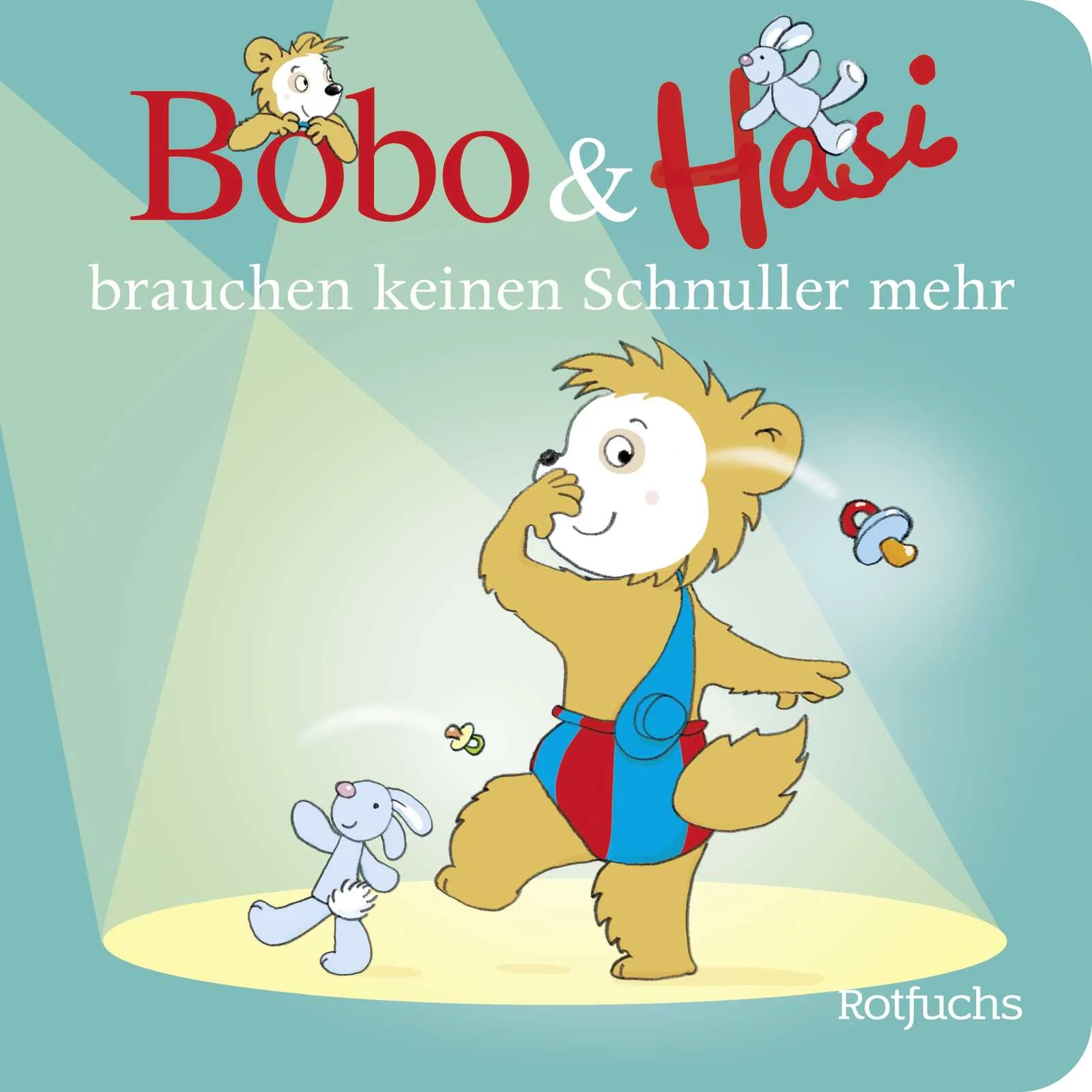 Ein Schnuller? Den braucht Bobo jetzt nicht mehr! Mit den Pappbilderbüchern von Bobo & Hasi erleben Kleinkinder ihre ersten Erfolge. Bobo hat seinen Schnuller sehr gern, aber jetzt ist er doch schon groß! Zusammen mit seinem blauen Kuschelhasen beschließt Bobo, den Schnuller ein für alle Mal wegzulegen. Aber ob das gleich klappt?