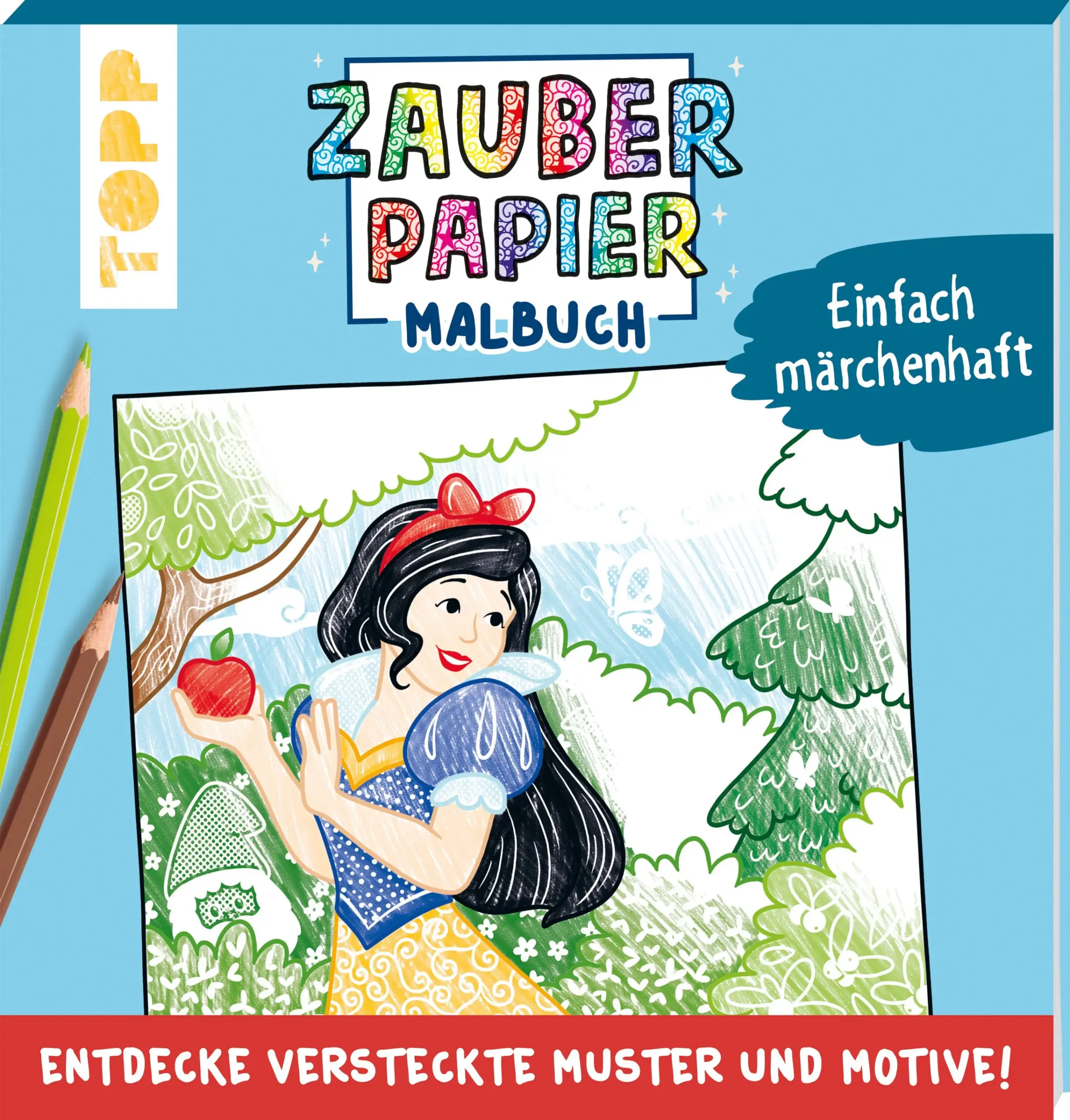 Ausmalen mit überraschendem Wow-Effekt. In diesem Zauberpapier-Malbuch werden beim Ausmalen schöne Muster und Motive sichtbar. Die 24 fantastischen Bilder zum Ausmalen nehmen die Kinder mit auf eine Reise durch die Märchenwelten von Schneewittchen, Aschenputtel, Dornröschen und Co. An den bunten Linien können sich die Kinder beim Ausmalen orientieren. Das Malbuch lässt sich prima mitnehmen, sodass überall und jederzeit gemalt werden kann. Für Kinder ab 5 Jahren.