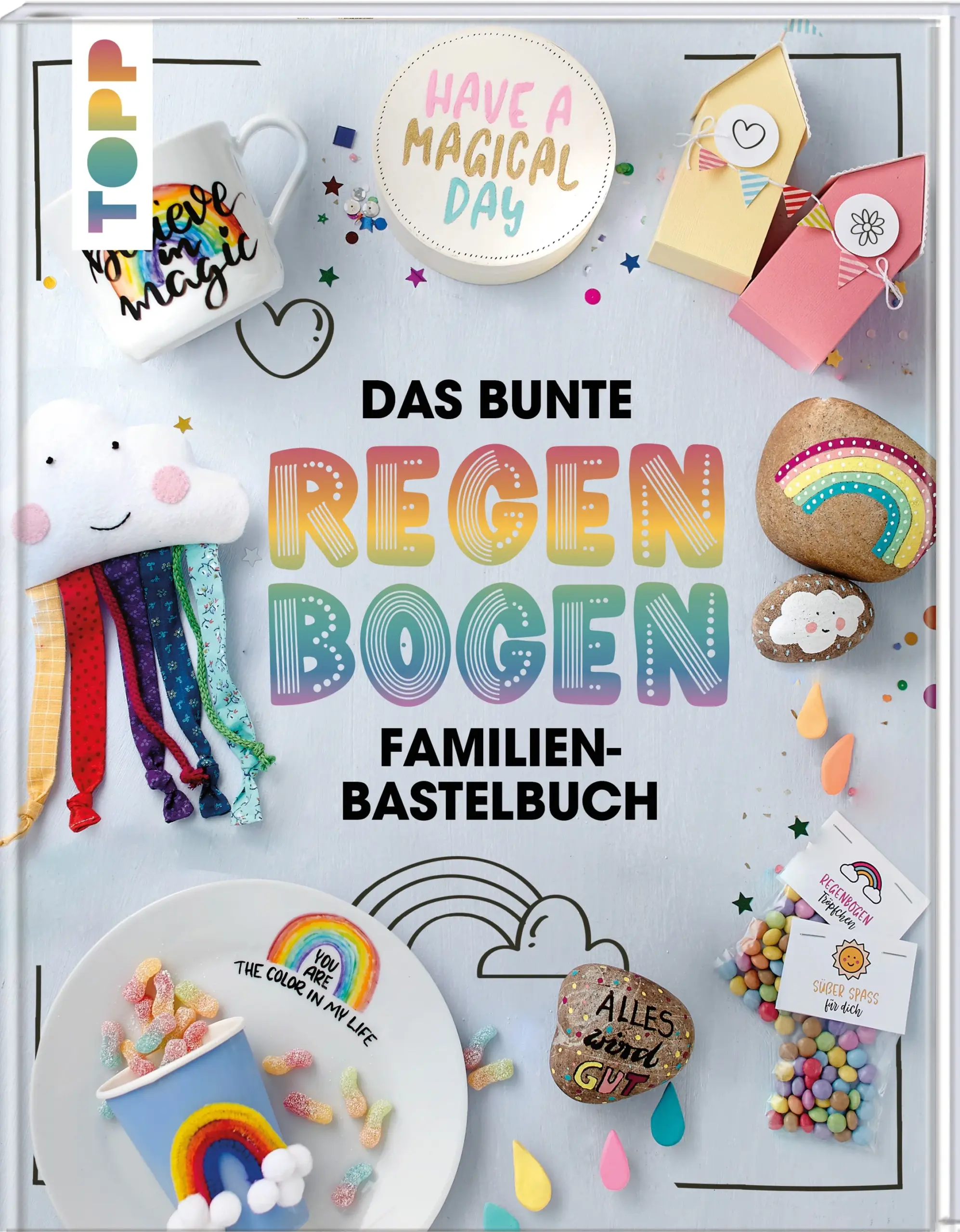 Schluss mit Trübsal blasen! Dieses Buch bringt so richtig Farbe ins Leben- und zwar alle Farben des Regenbogens! Niedliche DIYs für groß und klein rund um das Thema Regenbogen und Regenbogenfarben werden in jedem Raum und auf jeder Party für gute Laune sorgen und garantiert Spaß für die ganze Familie!